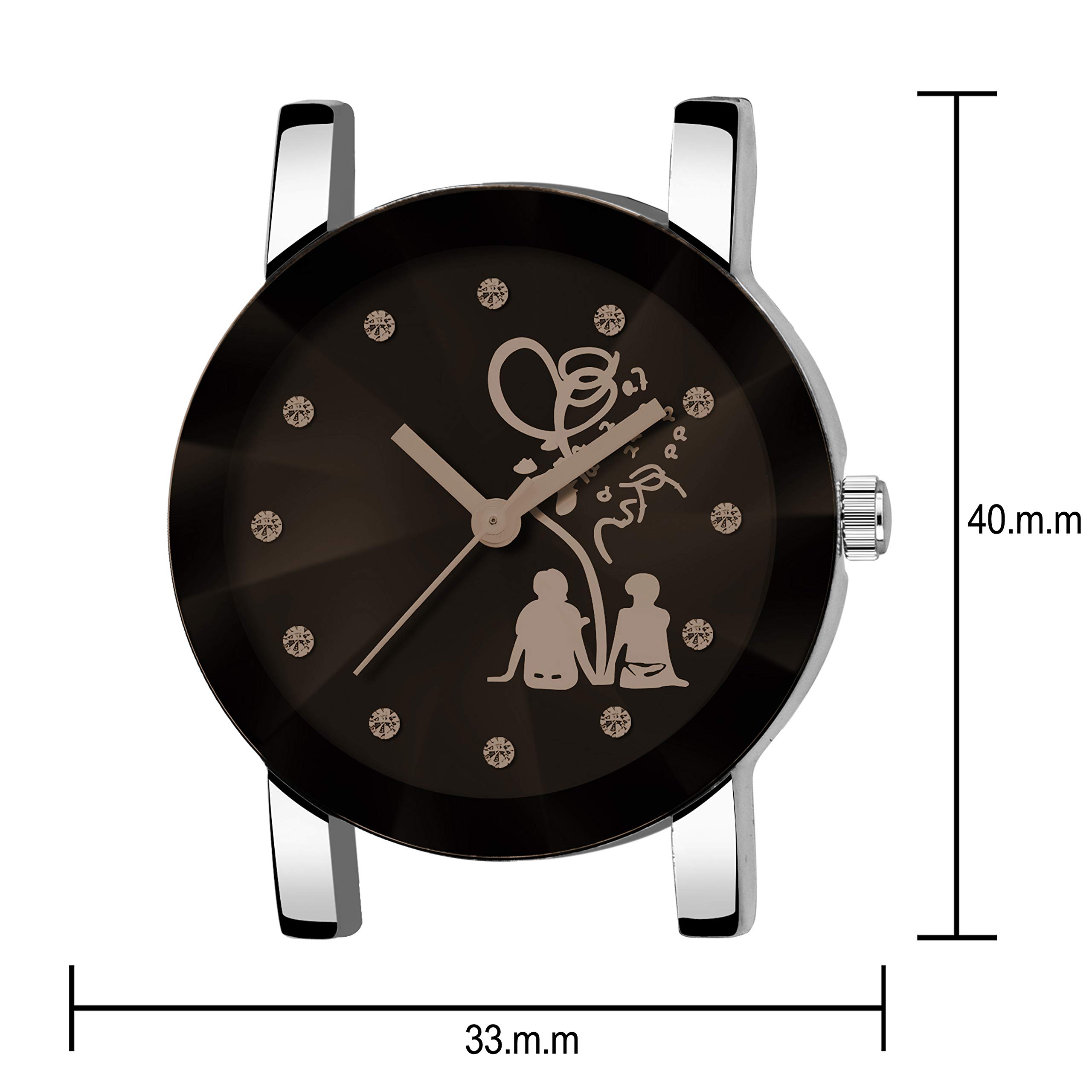 Elegant Diamond Crystal Glass Analog Watch for Women & Men - Black & White Color - Perfect for Formal Events, Office Wear & Gift Giving