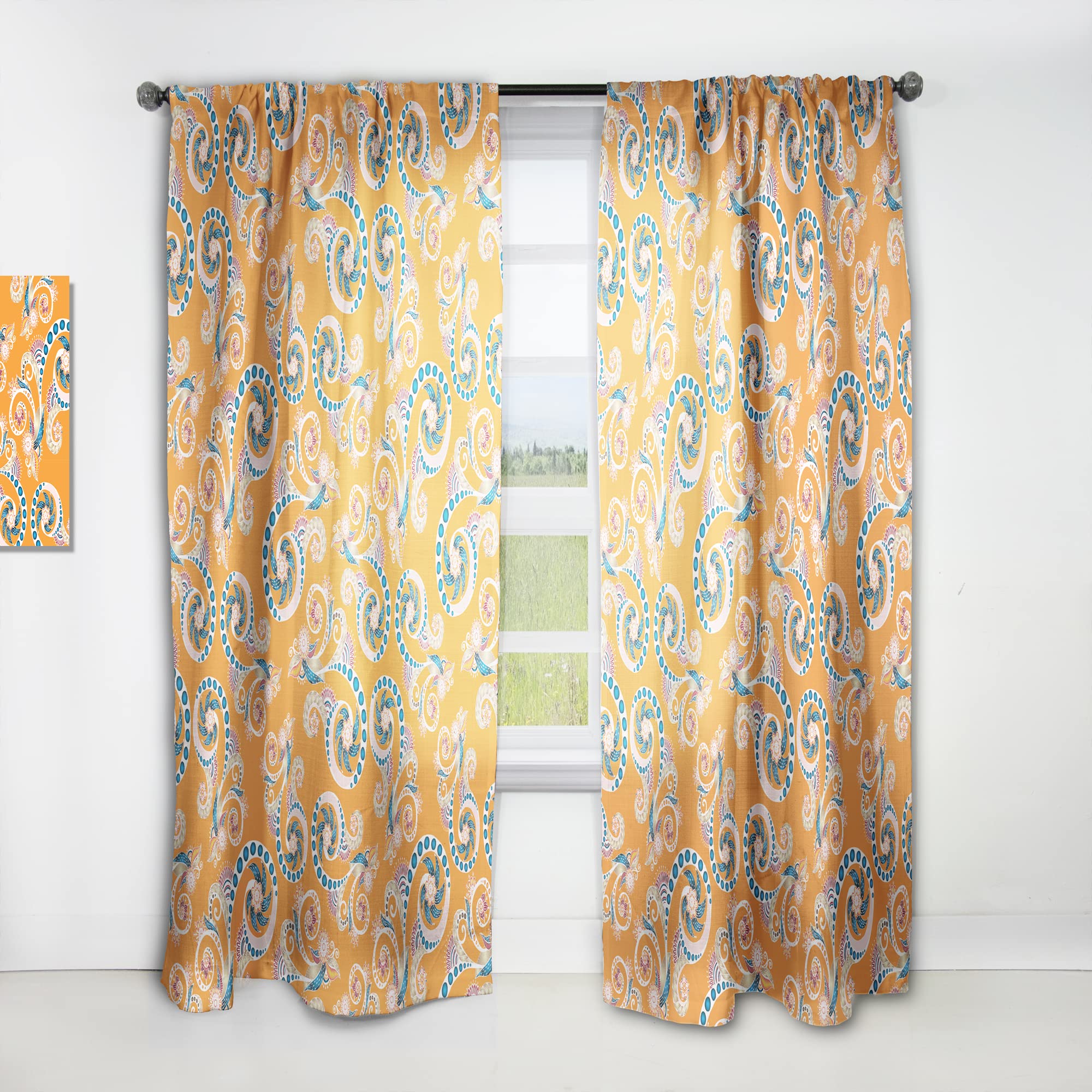 DesignQ Floral Print Blackout Curtains - Thermal Insulated Single Panel (52x63 inches) for Bedroom & Living Room - Elegant Home Decor with Ornamental Flower Pattern | Perfect for Light Blocking, Privacy & Temperature Control