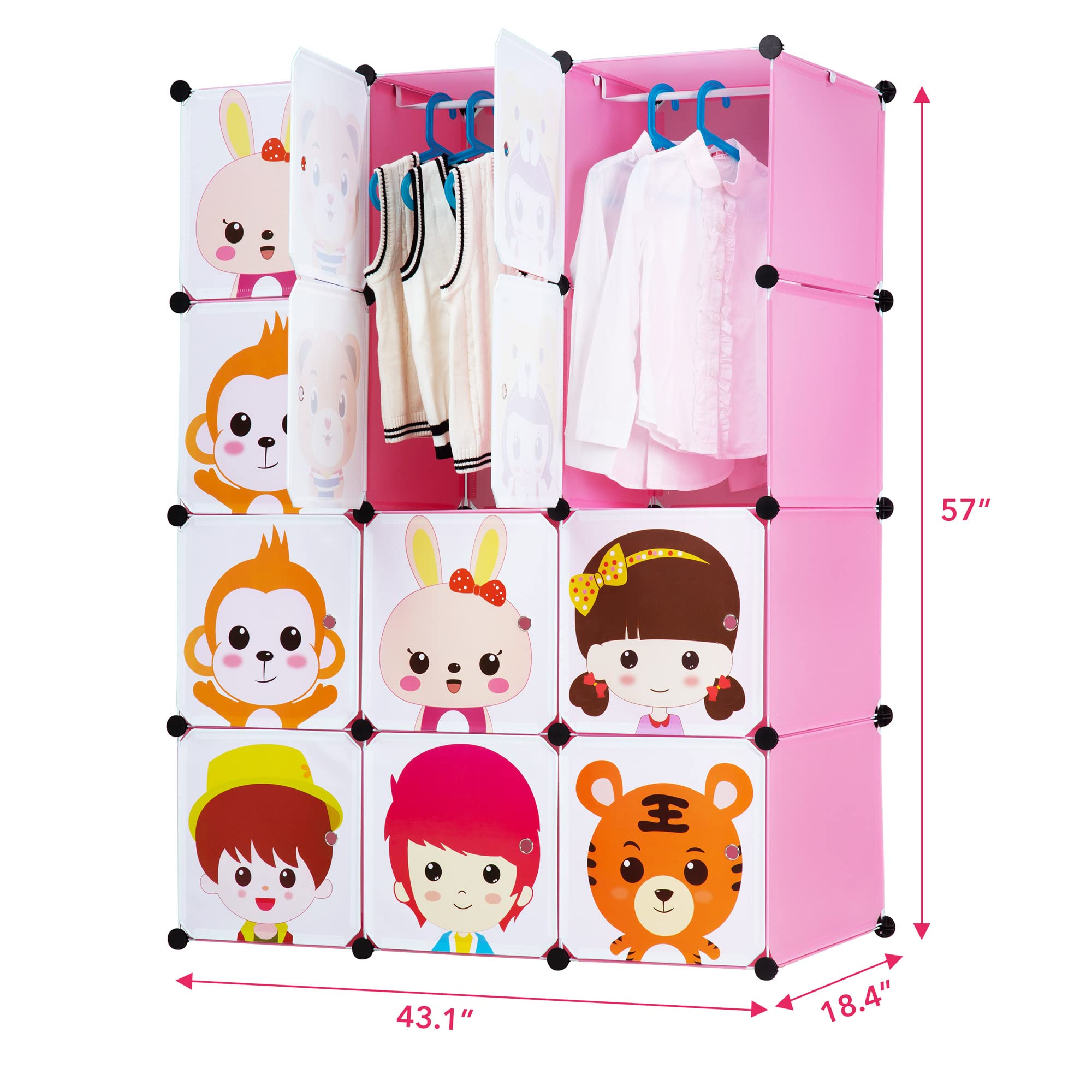 Portable Kids Wardrobe Closet - DIY Modular Storage Organizer for Children's Clothes | Sturdy & Safe 18