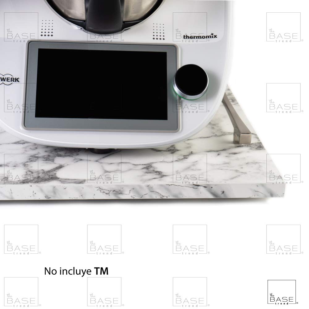 Thermomix Sliding Base for TM5 & TM6 - White Marble Style Accessory for Coffee Makers & Mixers | Durable Kitchen Organizer for Countertop & Food Prep