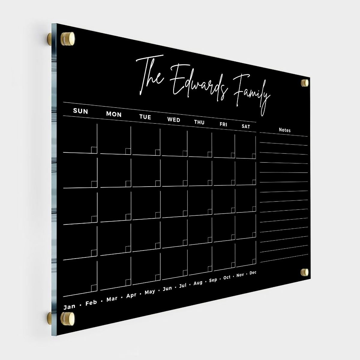 Personalized Acrylic Family Calendar 2025 - Custom Dry Erase Two-Month Planner with Weekly & Monthly Views | Perfect for Home Organization, Office Planning & Family Schedules