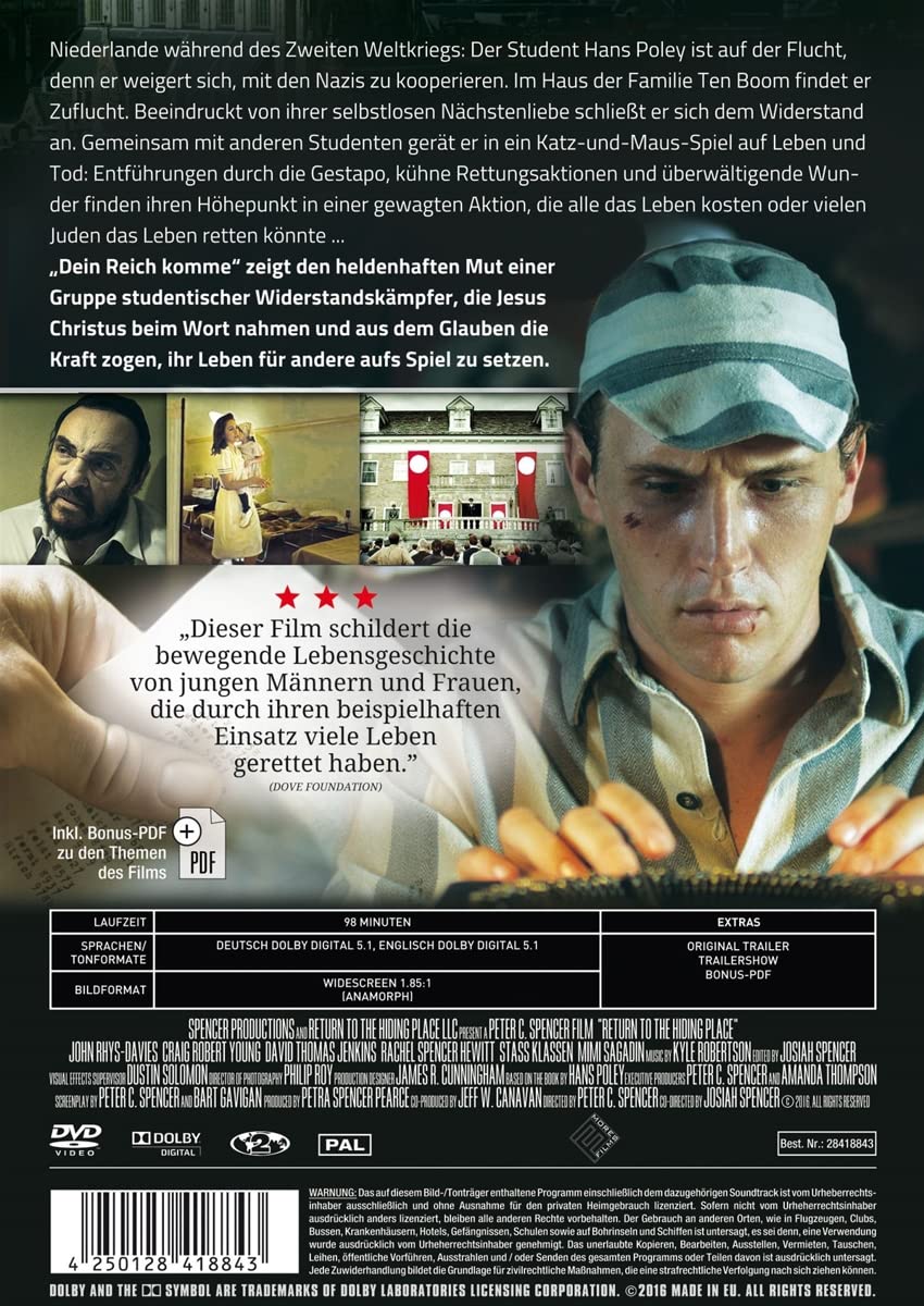Return to Hiding Place - Dein Reich komme (2013) DVD | Christian Historical Drama Movie | Perfect for Family Movie Nights & Bible Study Groups