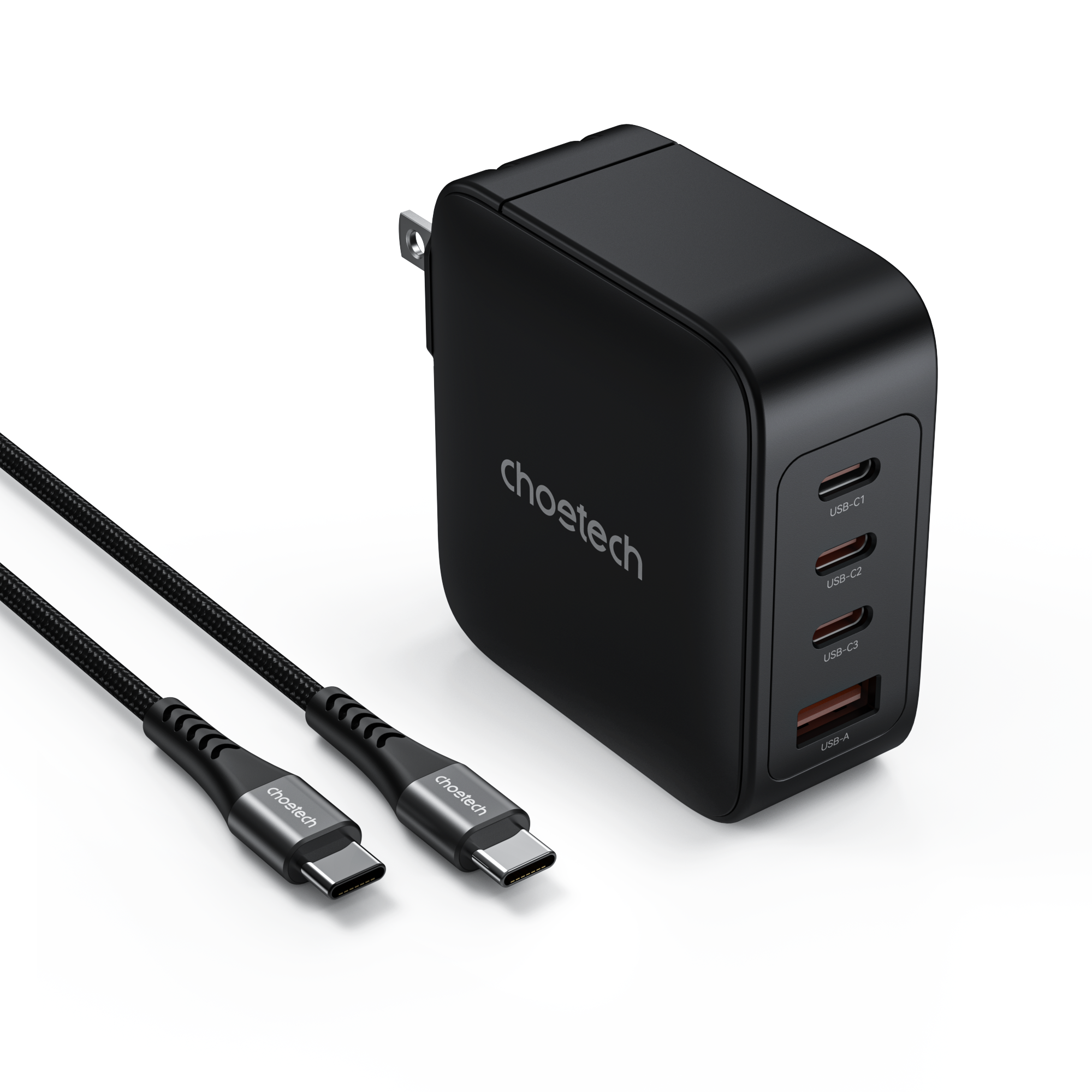 Choetech PD3016 140W GaN Wall Charger - 4-Port USB C Fast Charger for iPhone 15/14/13, MacBook Pro/Air, iPad, Samsung Galaxy | Compact Travel Charging Station for Home, Office & Car