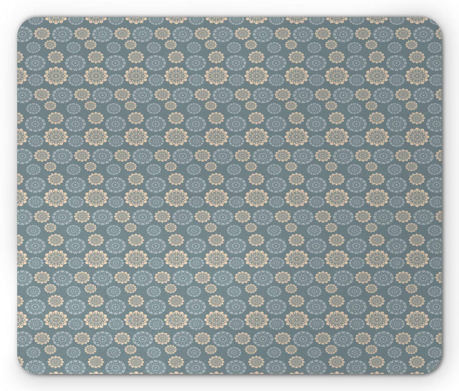 Ambesonne Dusty Blue Floral Mouse Pad - Non-Slip Rubber Base, Pastel Abstract Art Design, Standard Size (Blue Grey Beige) for Office, Gaming & Home Computer Use