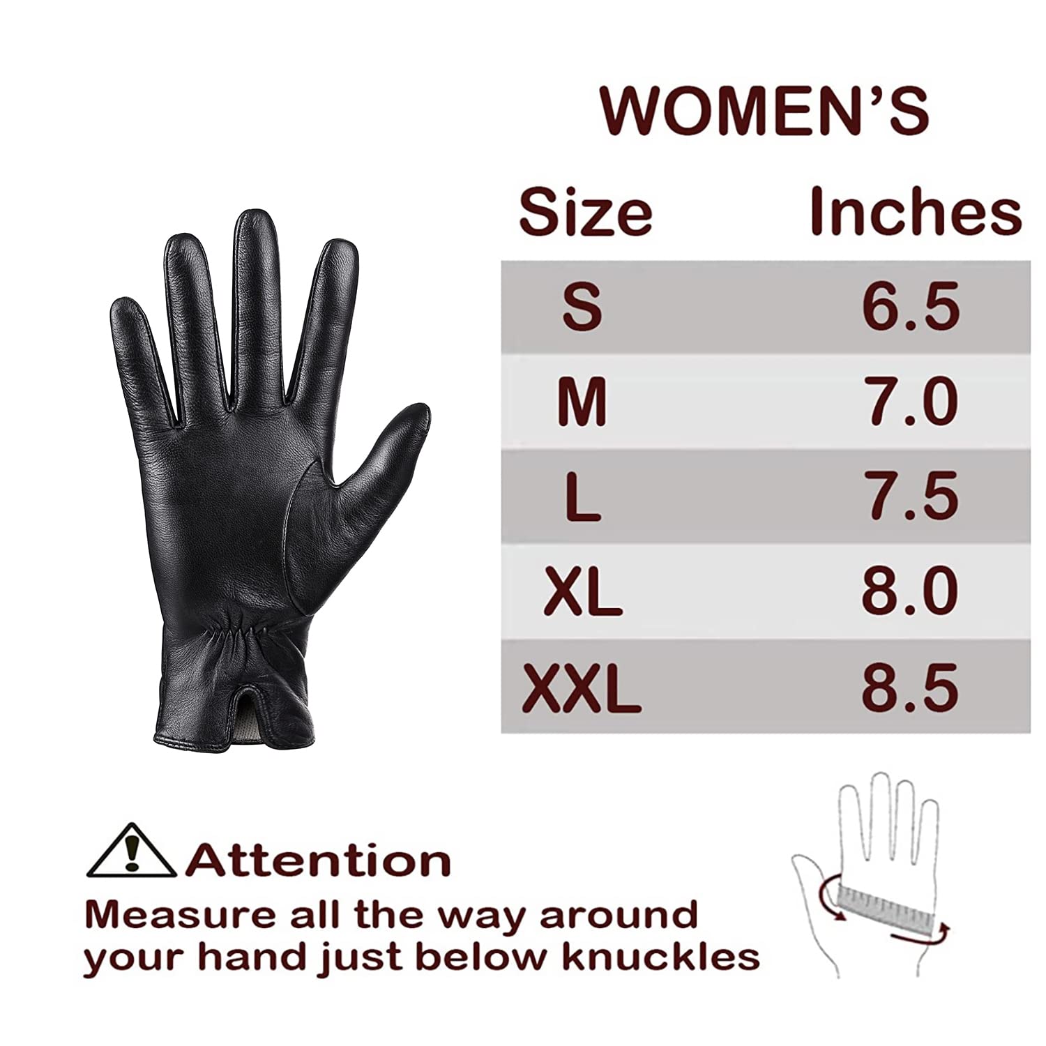 Women's Winter Leather Gloves with Warm Cashmere Lining - Touchscreen Compatible for Texting & Driving - Fashionable Black Gloves for Cold Weather, Outdoor Activities & Daily Commute