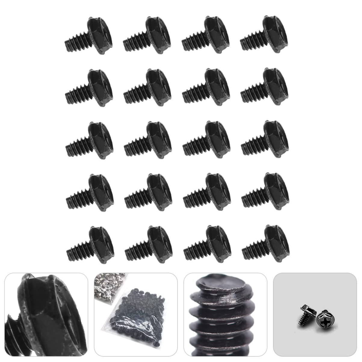 Mobestech 200 PCS Computer Power Supply Screws - Metal Fasteners for PC Case & Maintenance | Durable Screws for Computer Accessories & Hardware Upgrades