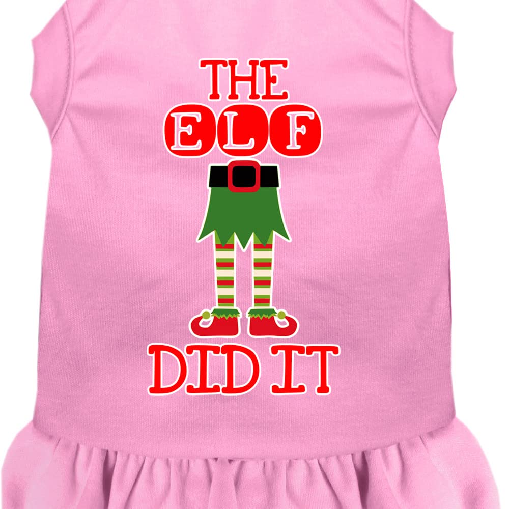 Christmas Pet Dog & Cat Dress - 'The Elf Did It' Light Pink Costume for Small Pets (6-10 lbs) | Festive Holiday Outfit for Cats & Dogs | Perfect for Christmas Photos, Parties & Family Gatherings
