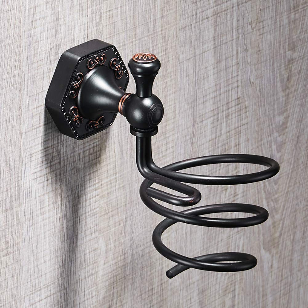 Wall Mounted Bathroom Shelf & Hair Dryer Holder - Space Saving Storage Organizer with Brass Hanger for Hairdryer, Towels & Toiletries | Perfect for Small Bathrooms, Vanity Organization & Clutter-Free Spaces
