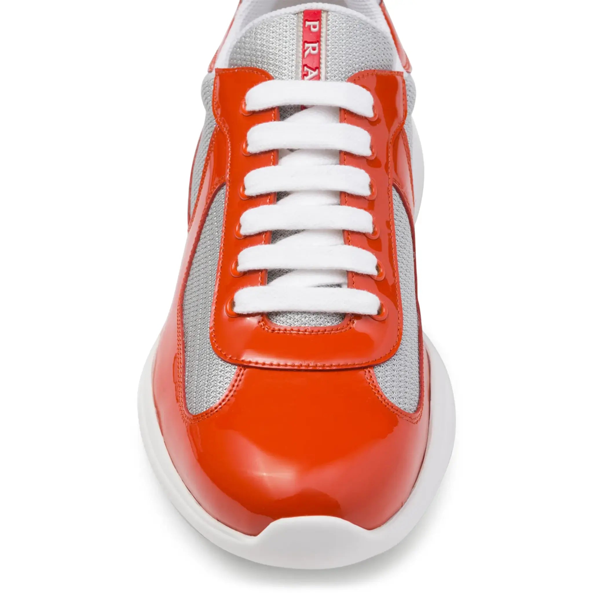 Prada Americas Cup Orange & Silver Sneakers for Men - Stylish Luxury Running Shoes for Casual Wear & Fashion Street Style