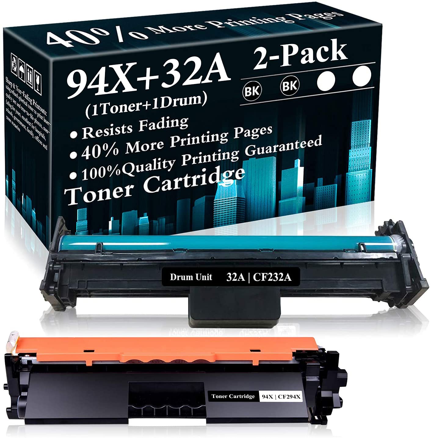 2 Pack (1 Drum + 1 Black Toner) CF232A Drum Unit & CF294X Toner Cartridge Replacement for HP LaserJet Pro M203dn/M203dw/M203d/M227sdn/M227fdw/M230sdn/M230fdw/M227fdn Printers | High-Yield Printing | Home Office & Small Business Use
