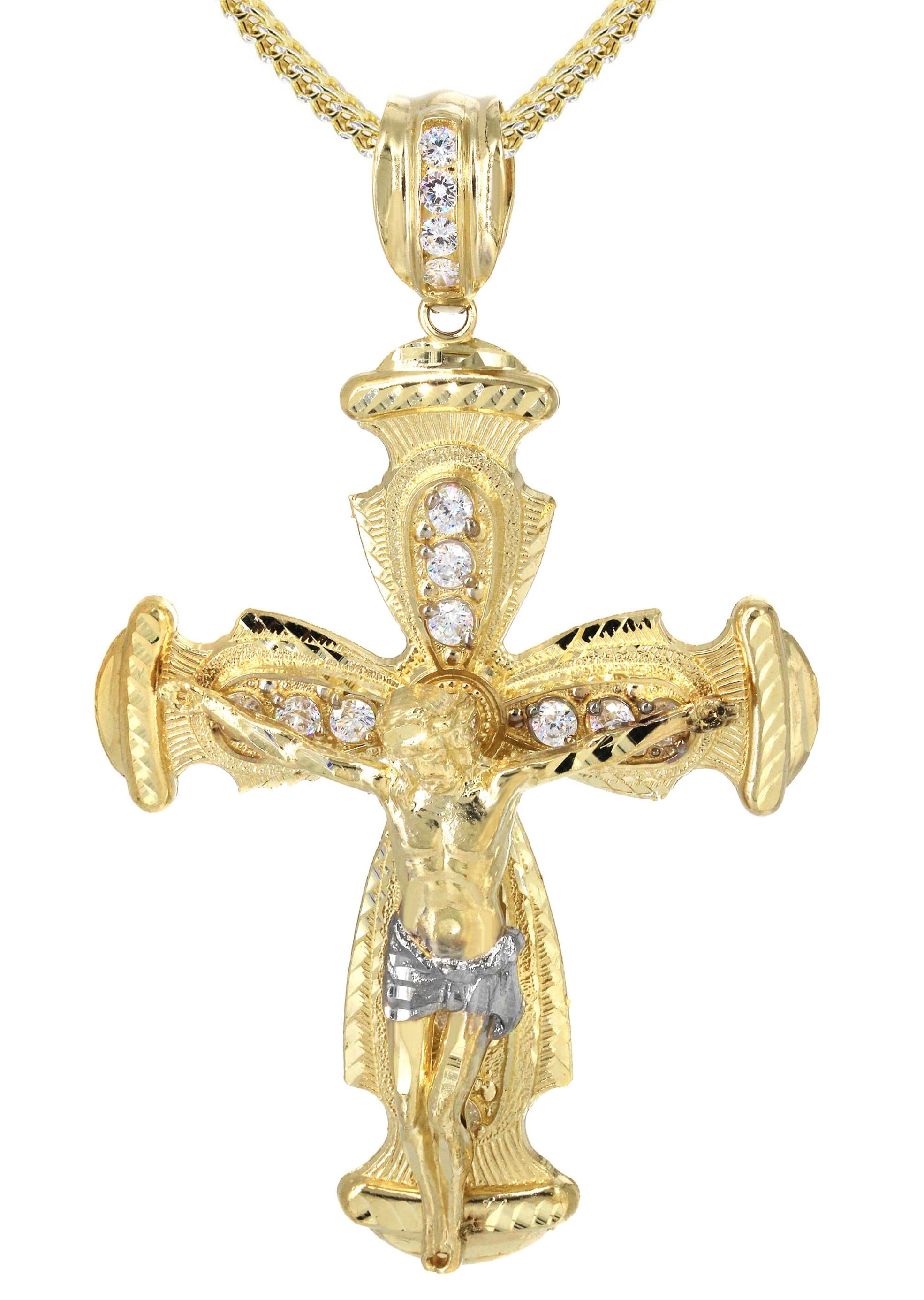 10K Yellow Gold Cross Crucifix Necklace for Women & Men - 26.4 Grams Solid Gold Religious Jewelry - Perfect for Baptism, Confirmation, Christmas Gifts & Daily Wear