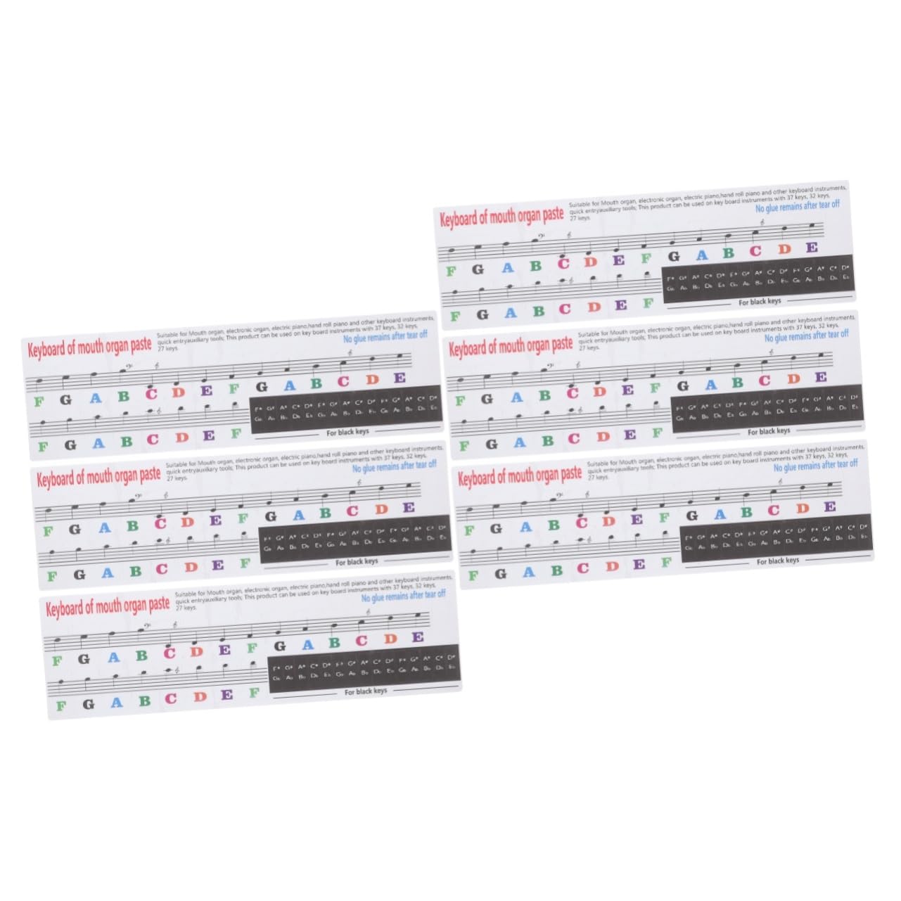SUPVOX 6-Piece Piano Key Stickers for 32-Key Keyboard - PVC Harmonica Letter Stickers for Melodica, Organ & Music Instruments - Perfect for Beginners, Kids & Music Lessons
