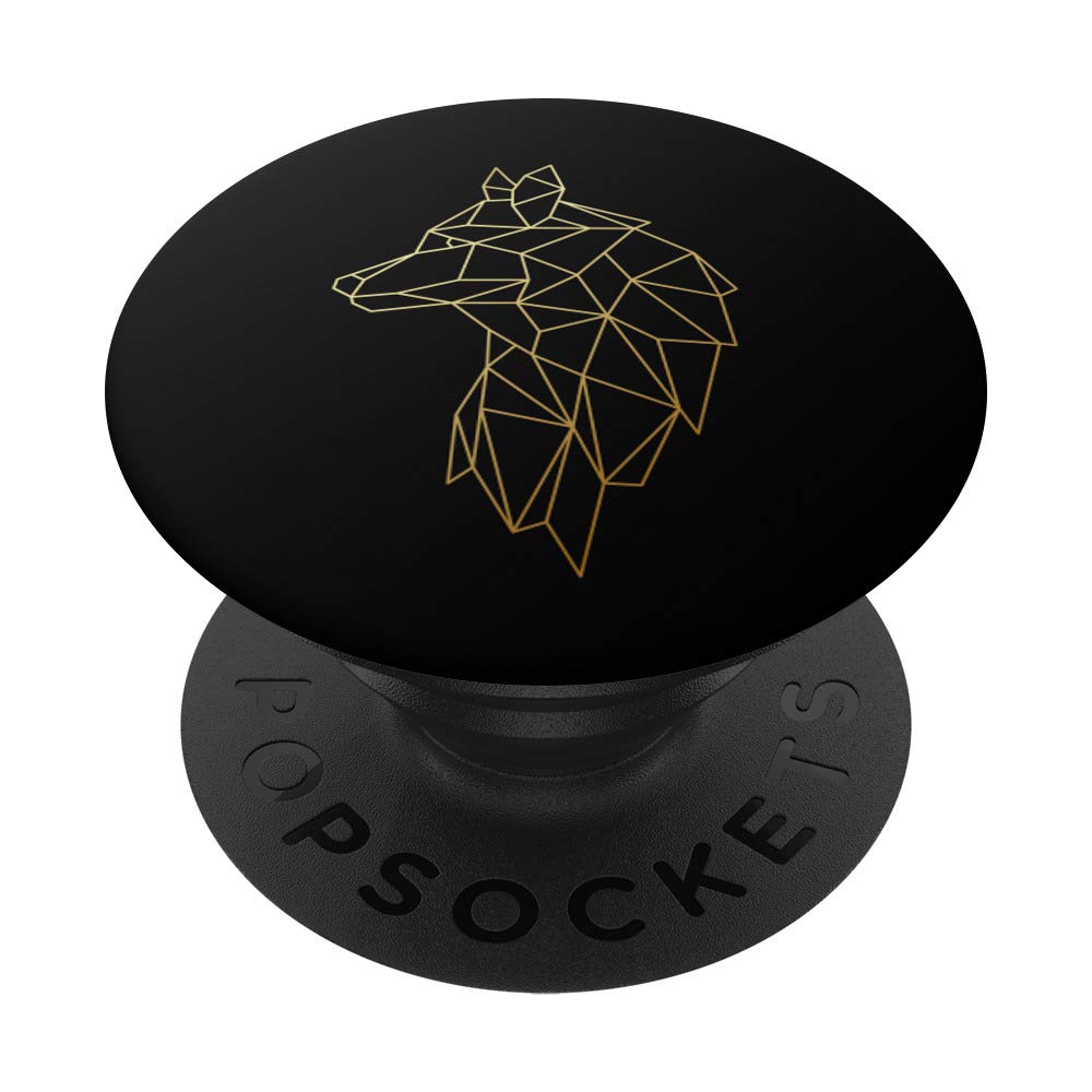 Wolf Geometric Abstract Gold Wolf Design PopSockets PopGrip - Swappable Phone Grip for iPhone, Samsung & Tablets - Perfect for Wolves Fans, Nature Lovers & Outdoor Adventures