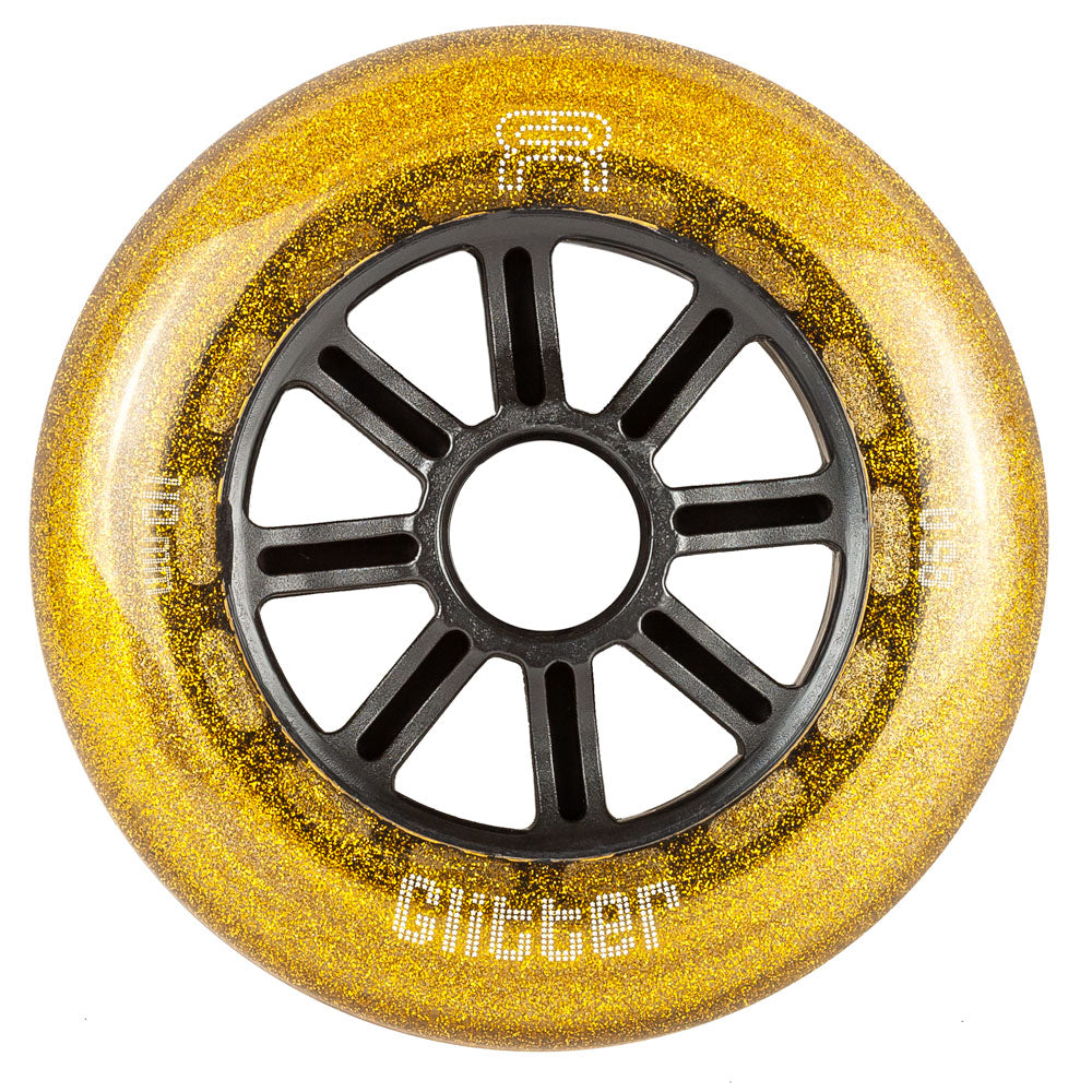 FR Glitter 110mm Inline Skate Wheels - High Performance Outdoor Rollerblade Wheels for Speed Skating, Rink Skating & Fitness Skating