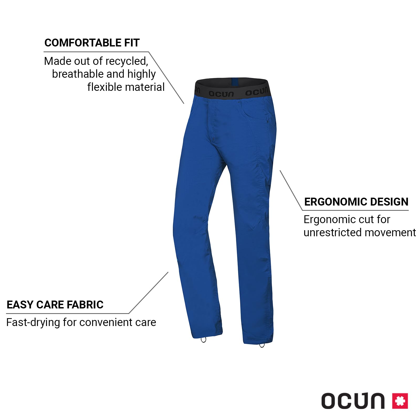 Ocun Men's Mania Climbing Pants - Lightweight, Breathable Hiking & Bouldering Pants for Outdoor Adventures | Perfect for Rock Climbing, Gym Training & Outdoor Activities