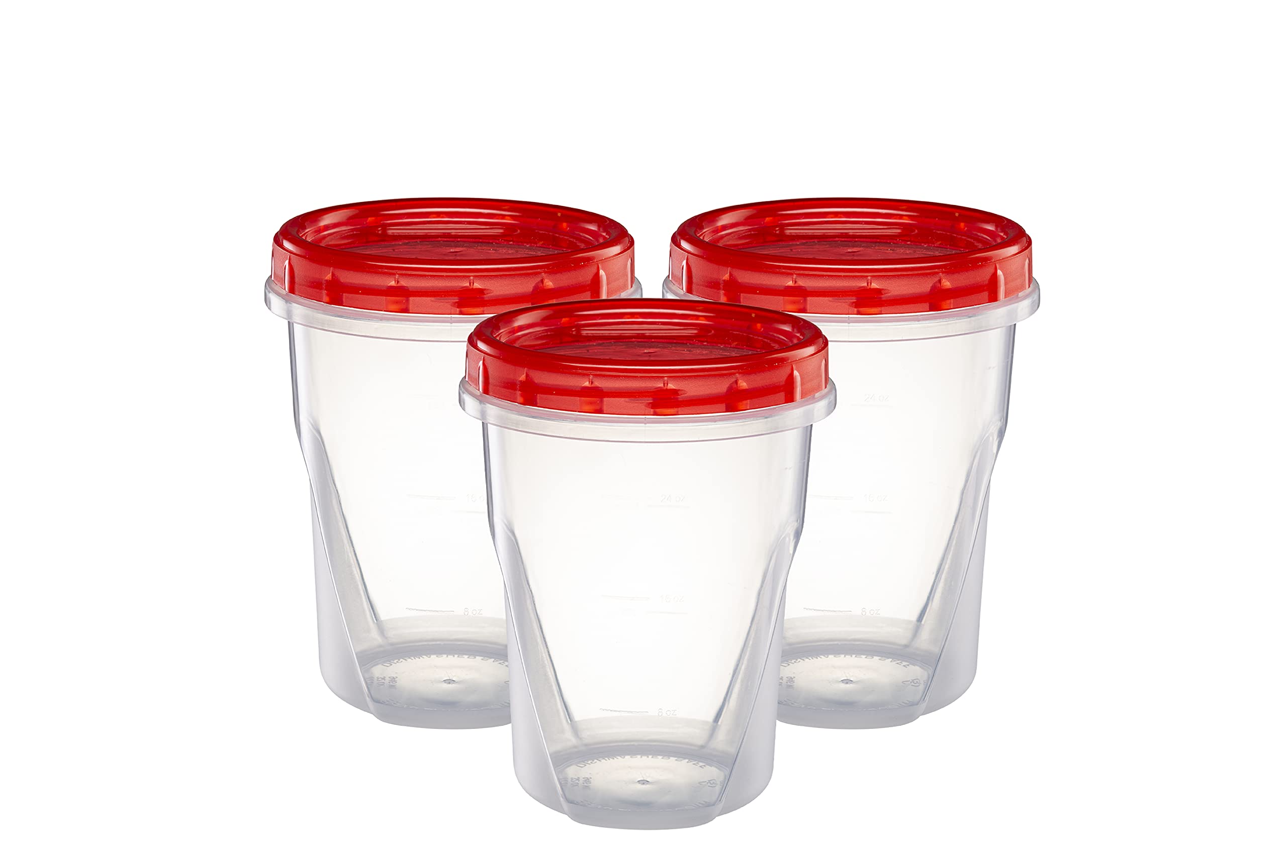 32oz (10 Pack) Clear Plastic Food Storage Containers with Red Twist-On Lids - Airtight Freezer Safe Containers for Meal Prep, Leftovers & Bulk Food Storage