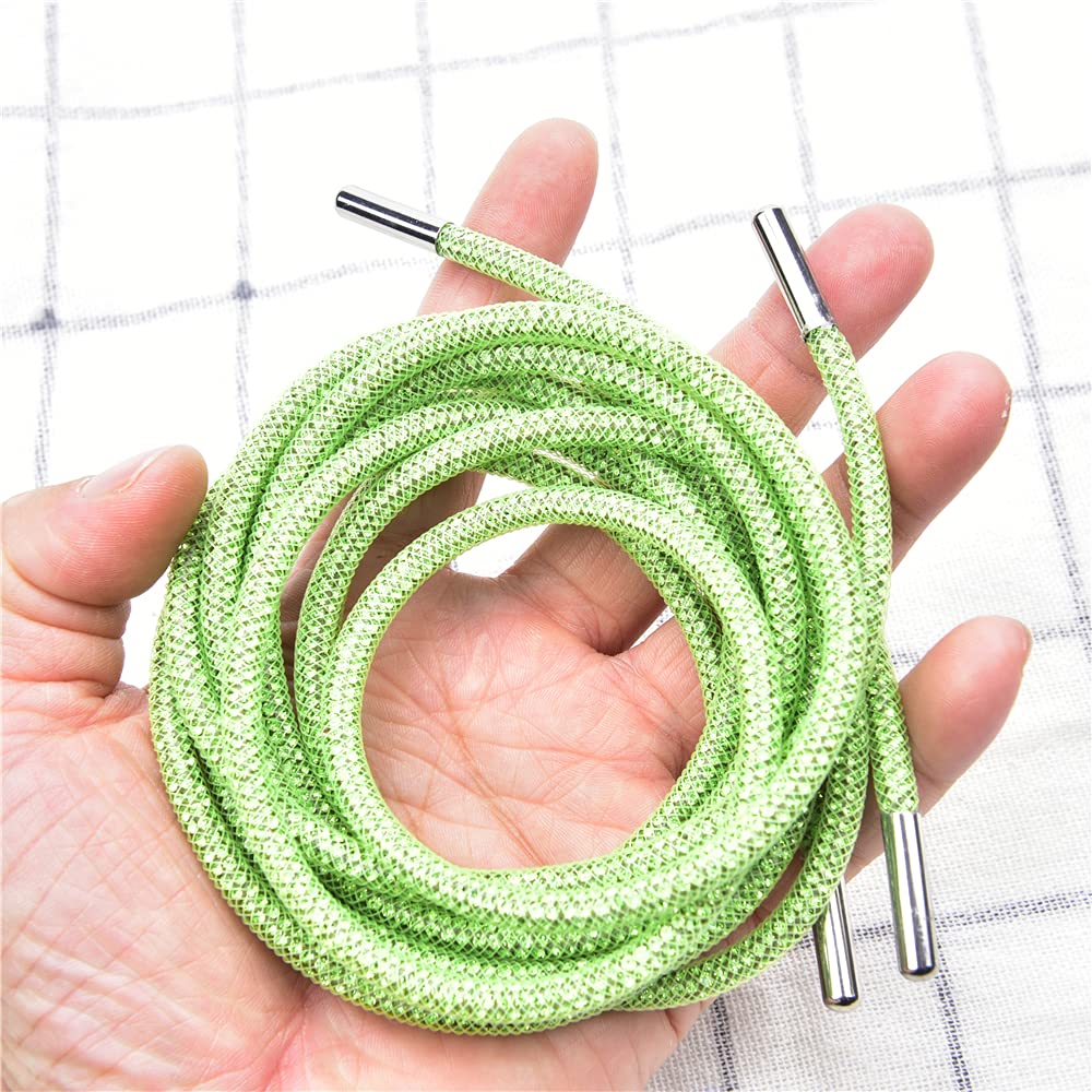 140cm Sparkling Rhinestone Shoelaces for Hoodies & Pants - Round Diamond Tube DIY Drawstring Accessories for Stylish Outfits | Perfect for Casual Wear, DIY Fashion & Garment Upgrades