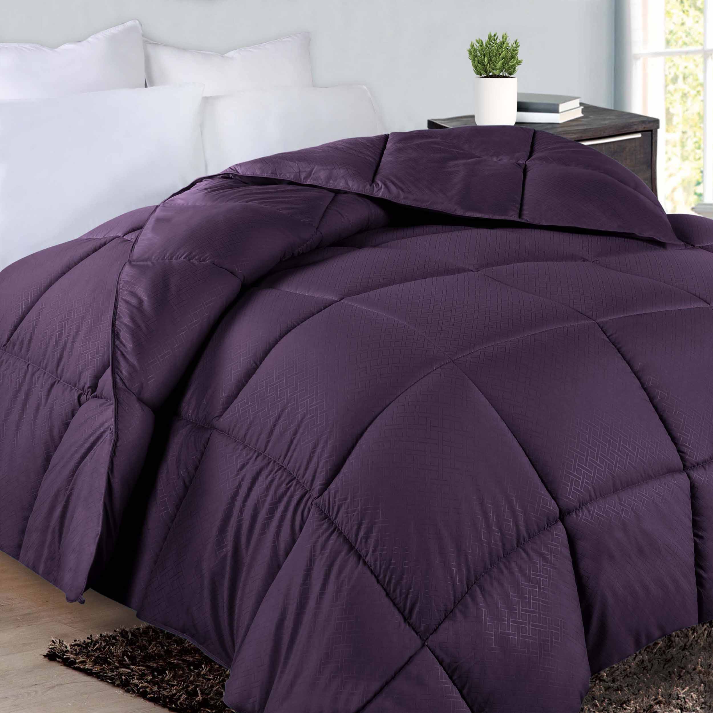 Luxury Basketweave Plush Down Alternative Comforter - Hypoallergenic & Breathable All-Season Bedding for Master Bedroom, Guest Room & Dorm