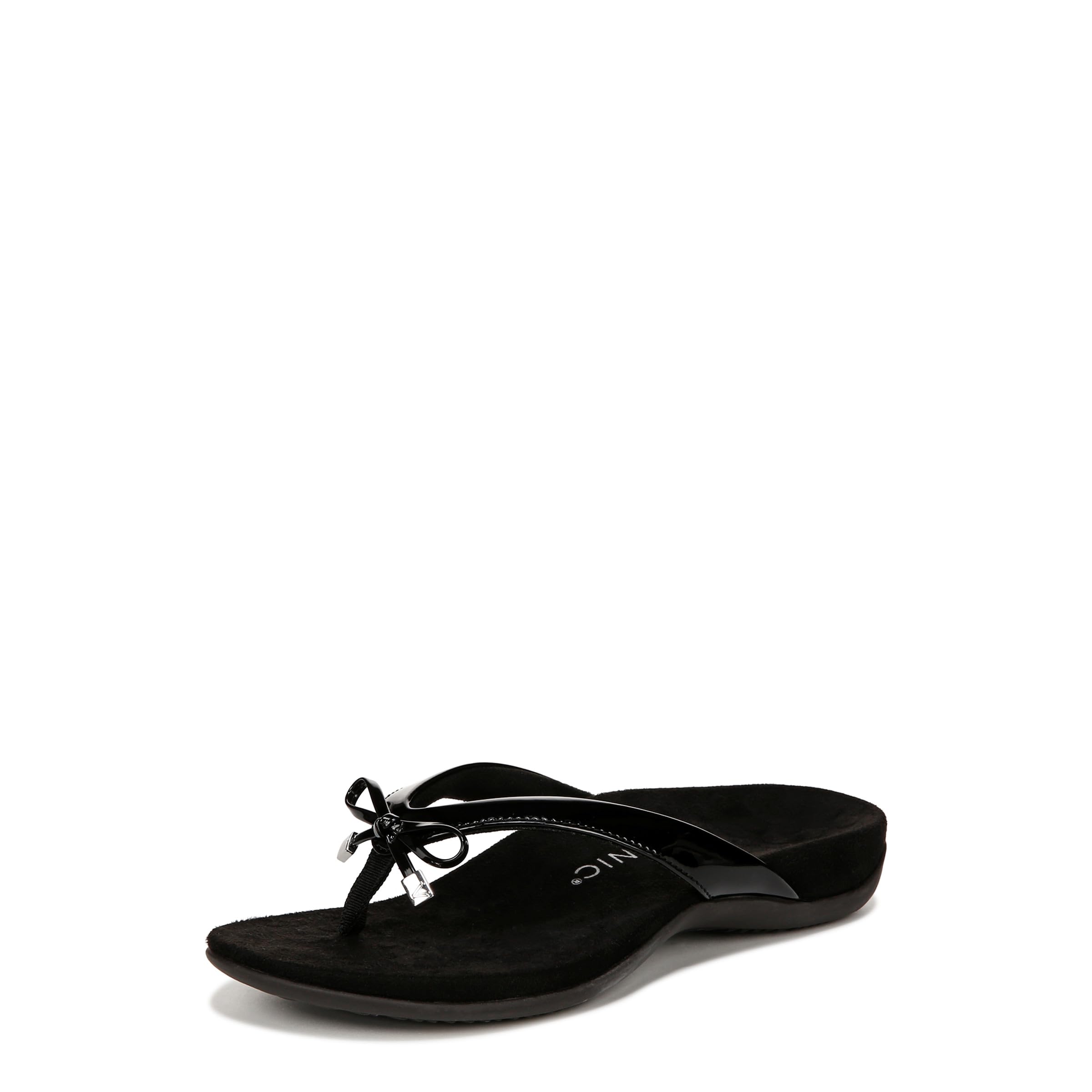 Vionic Women's Bella II Comfortable Orthotic Sandals - Black, Wide Width Size 6 - Perfect for Walking, Travel & Summer Outfits