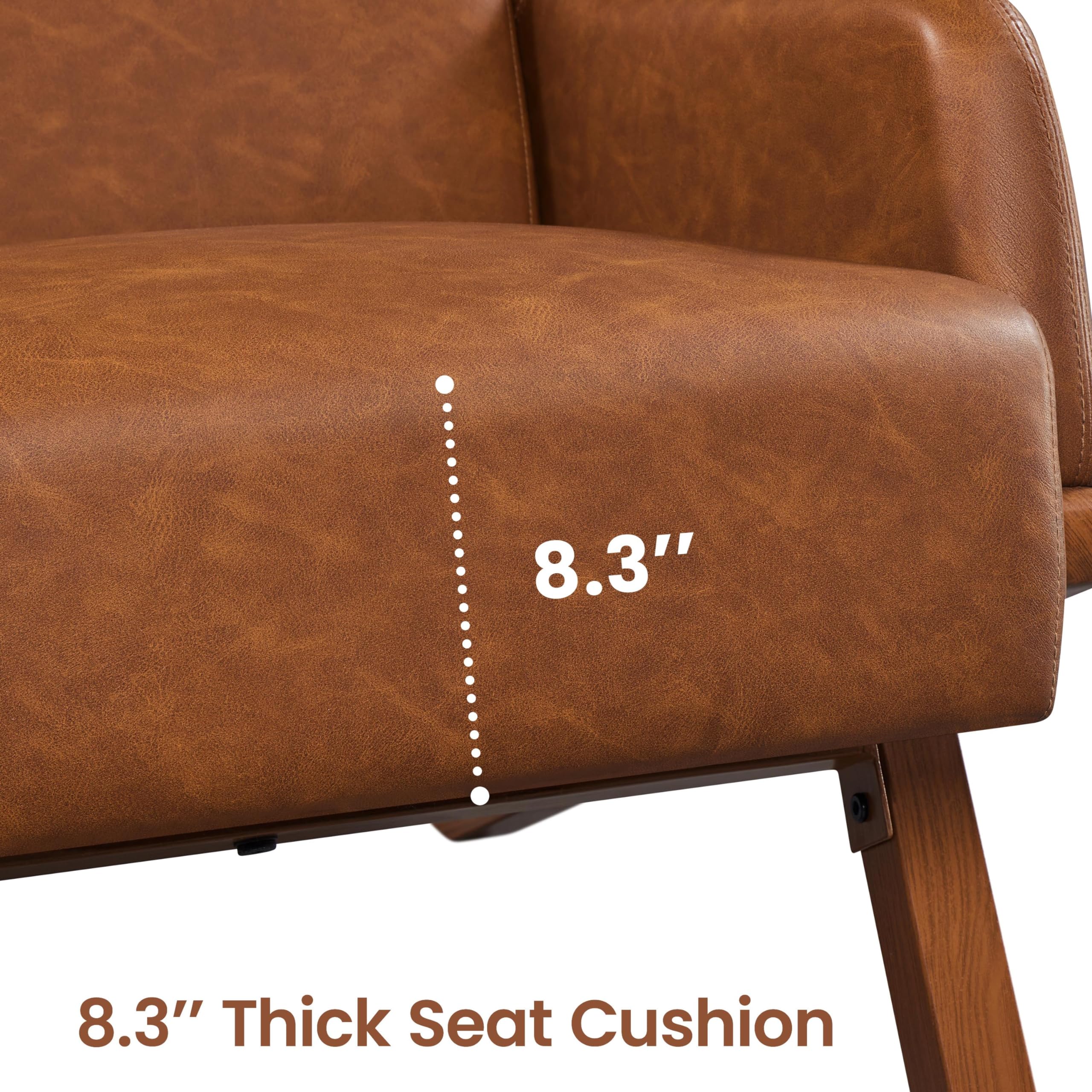 Yaheetech Oversized Brown PU Leather Accent Chair - High Wide Backrest, Thick Seat Cushion Recliner Armchair for Home Office, Living Room, Reception Area & Reading Nook - Comfortable Lounge Chair for Relaxing & Working