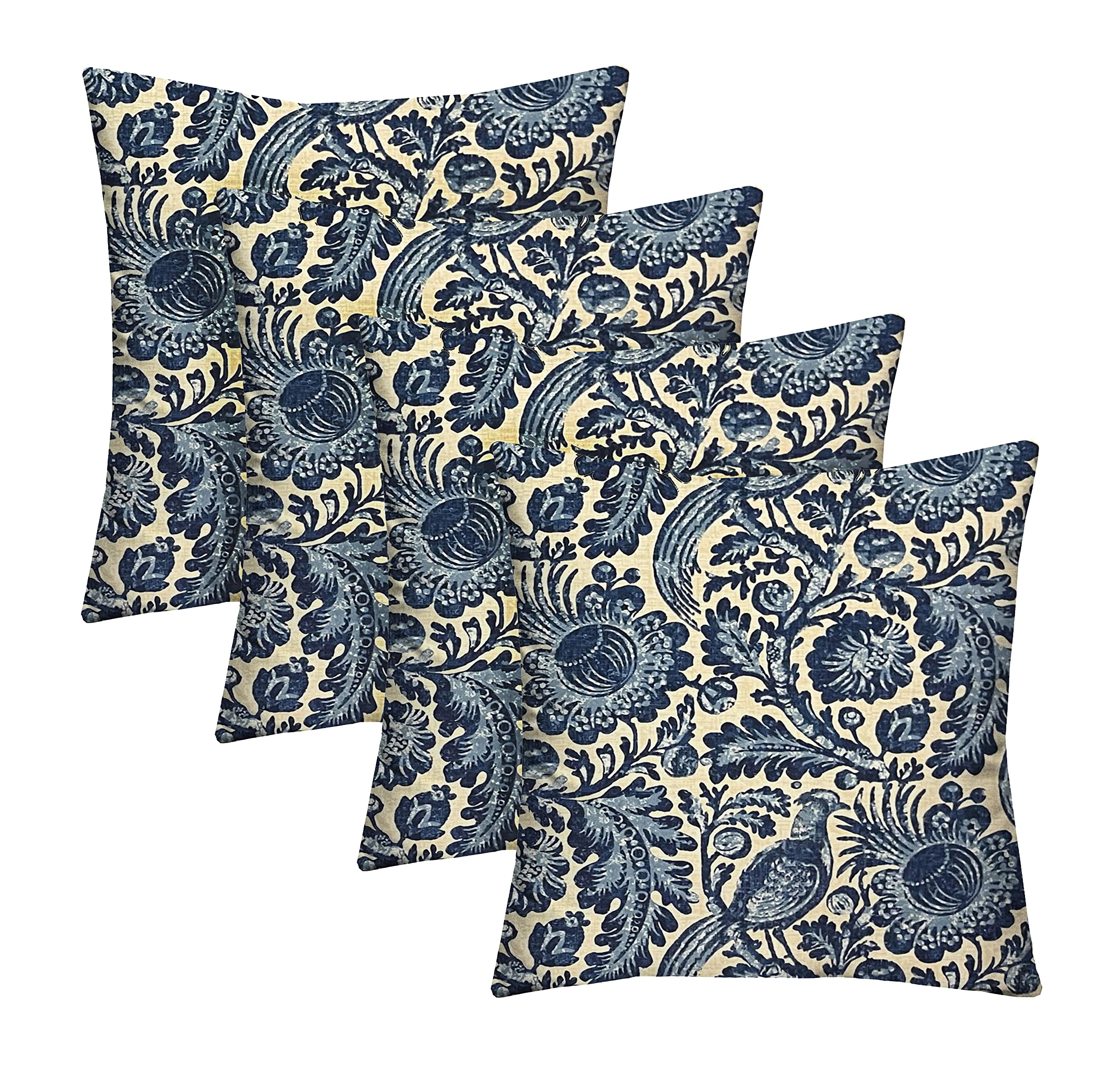 RSH Décor Indoor Outdoor Set of 4 Pillows - 24x24 Inches, Water-Resistant Tucker Resist Indigo Blue Throw Pillows - Perfect for Patio, Porch, Sofa & Bed Decor