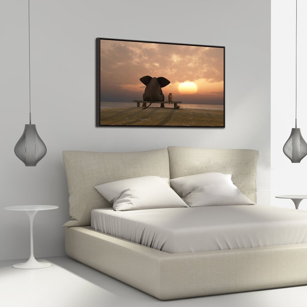 Modern Animal Canvas Prints - Elephant & Dog Wall Art for Home & Office Decor