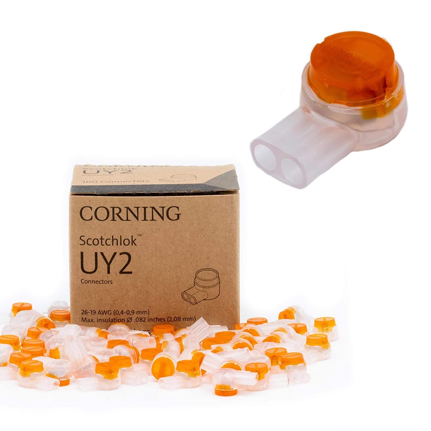 Corning UY2 1000Pk Presslok Connector - Solvent Resistant Splice Terminals for Electrical Wires, Automotive, Data, Oil & Telephone Applications (1000 Pack) - Ideal for Harsh Environments & Secure Wire Connections