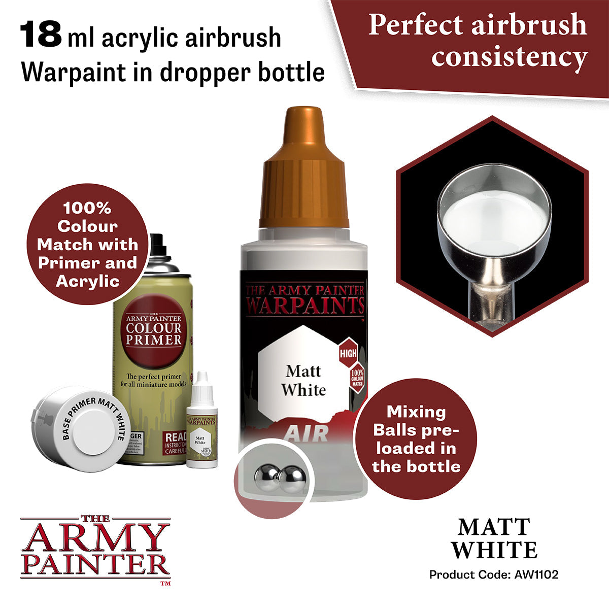 Warpaints Air: Premium Matt White Acrylic Paint for Miniatures & Models - Perfect for Warhammer, D&D, and Tabletop Gaming