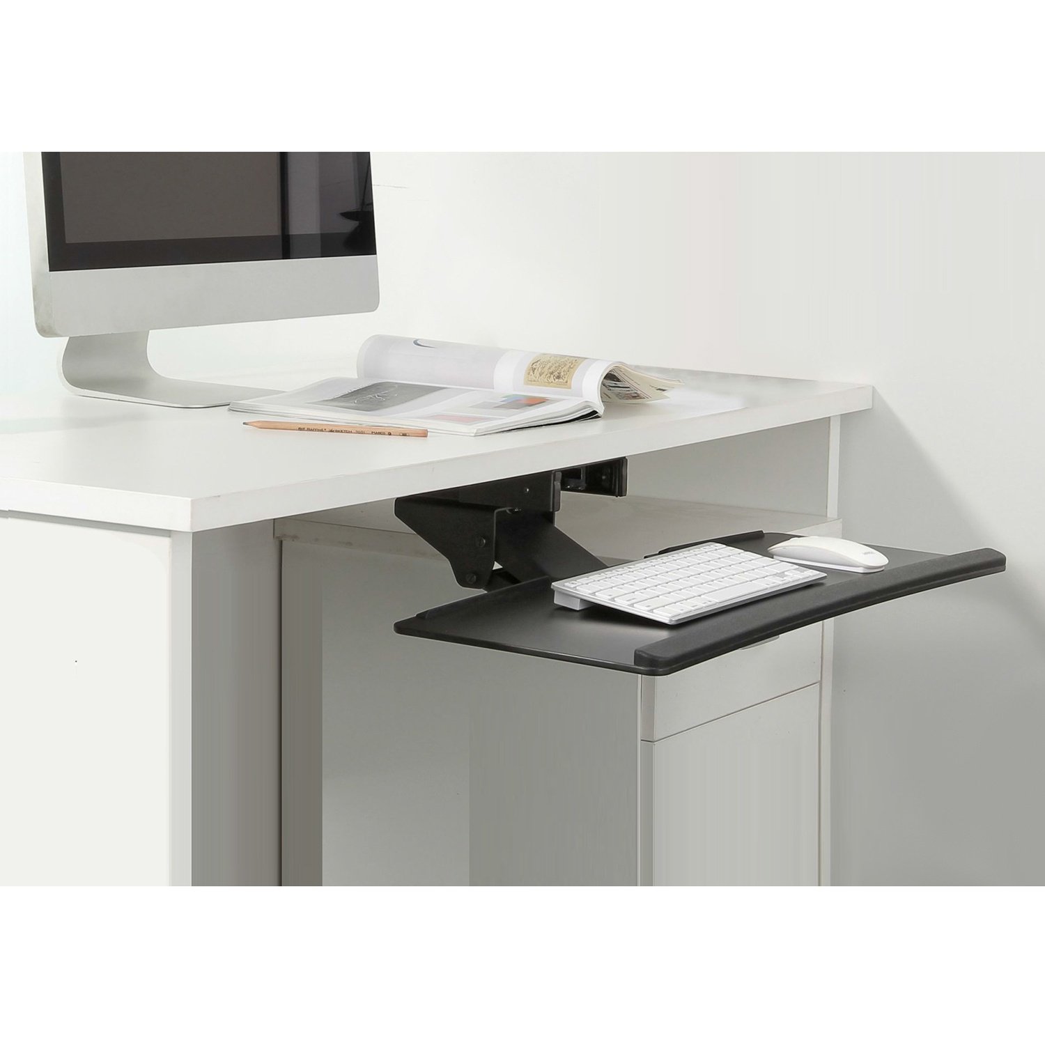 Ergonomic MC-757 Keyboard and Mouse Holder for Desk - 26.4 Inch Large Surface, Adjustable Height & Angle, Cable Management - Perfect for Office, Gaming & Home Workspace Setup