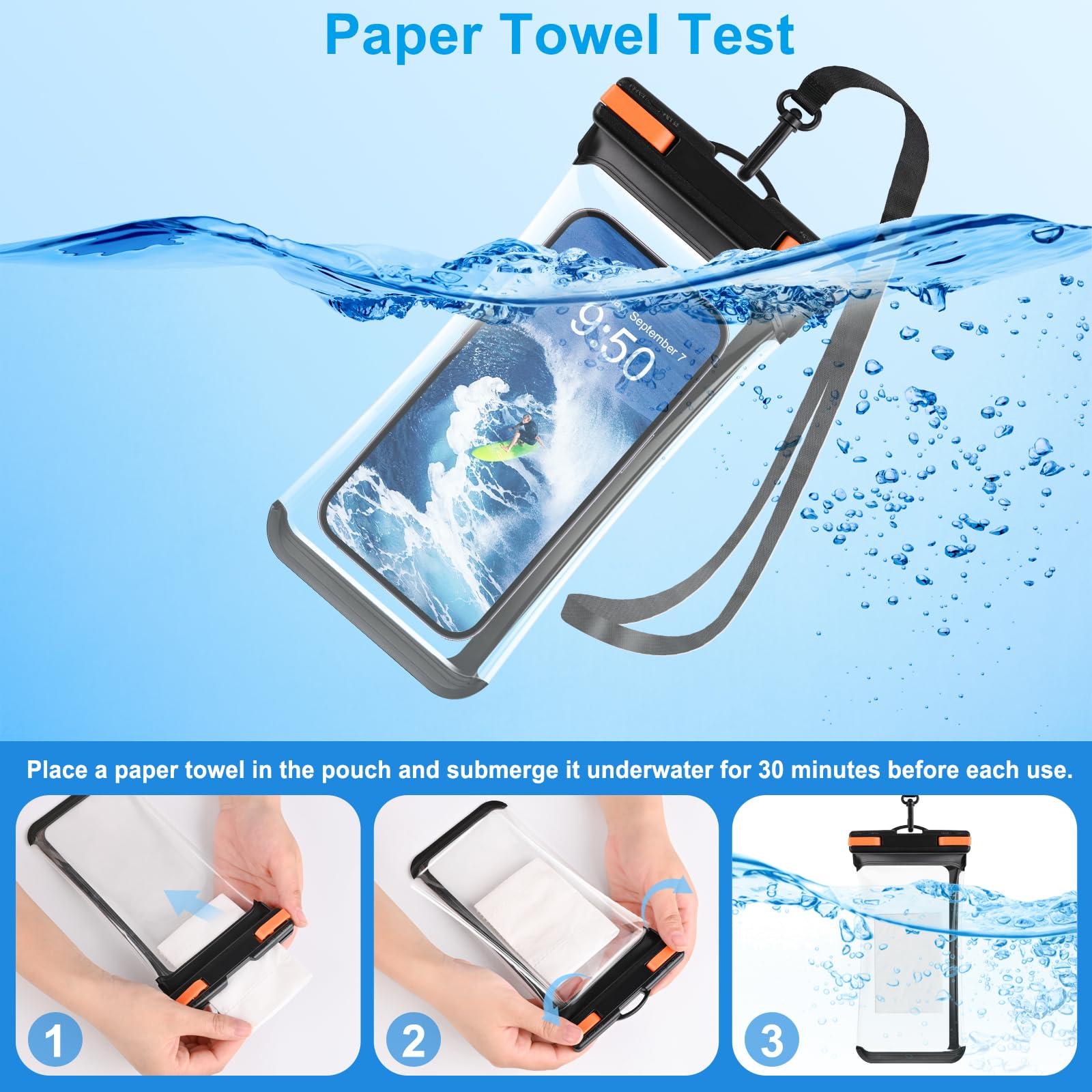Waterproof Phone Pouch IPX8 - Universal Dry Bag for iPhone 15 Pro Max/14 Pro/13 & Galaxy S24/S23 Ultra (Fits Up to 6.9