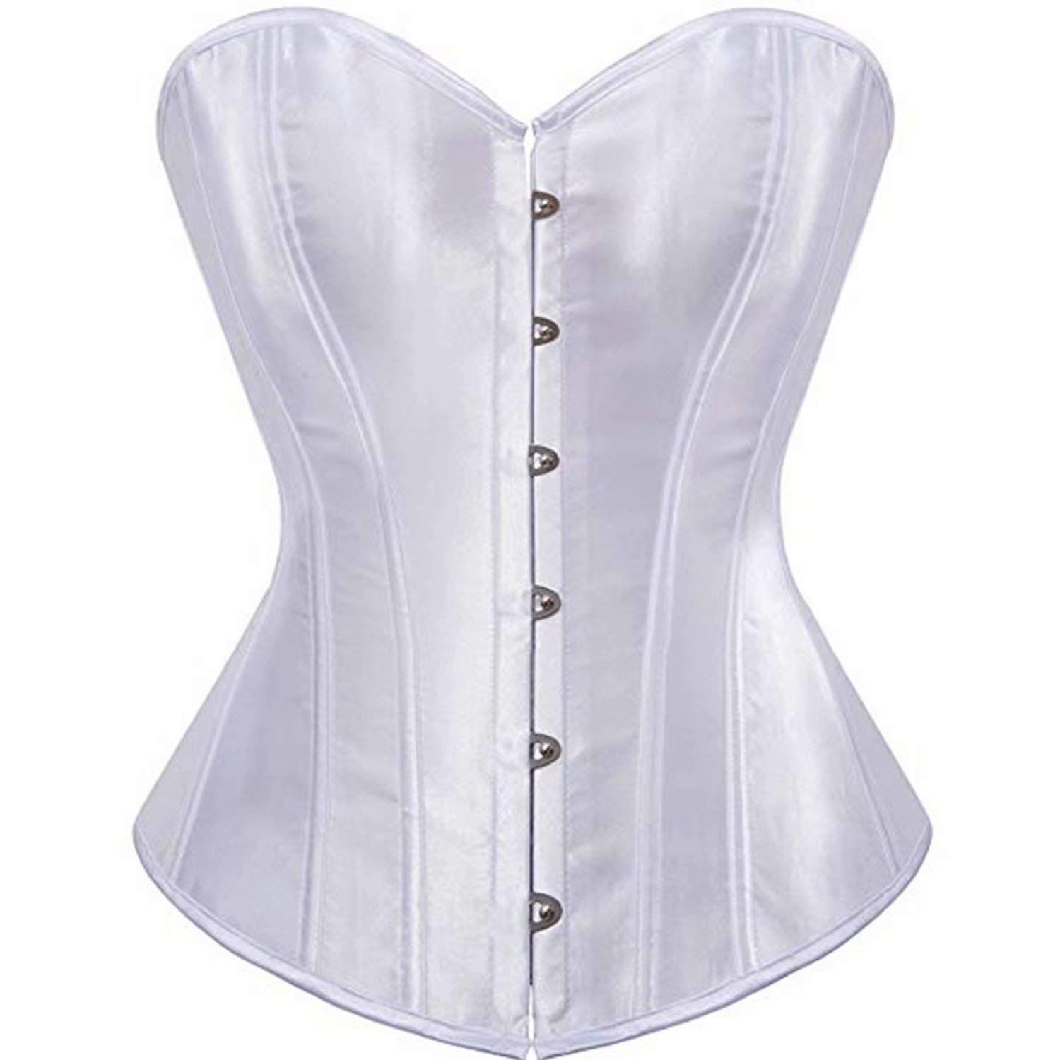 Jutrisujo Women's Lace Up Bustier Corset - Boned Bodyshaper Top for Plus Size (White, 4XL) | Shapewear for Evening Dresses, Wedding & Special Occasions
