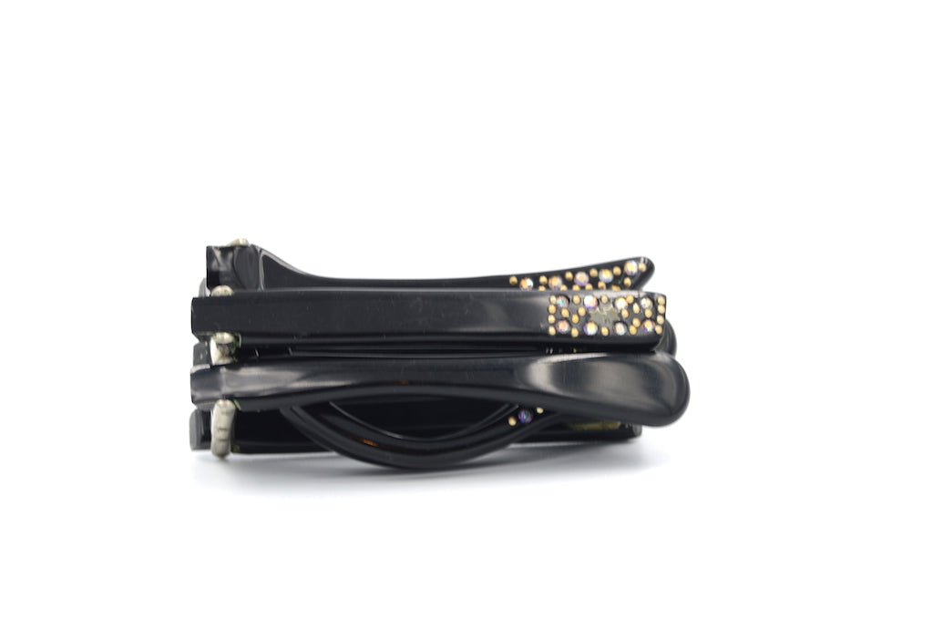 1/2 Inch Diamanté Foldable Reading Glasses - Black | Stylish & Portable for Travel, Reading, and Fashion Accessories