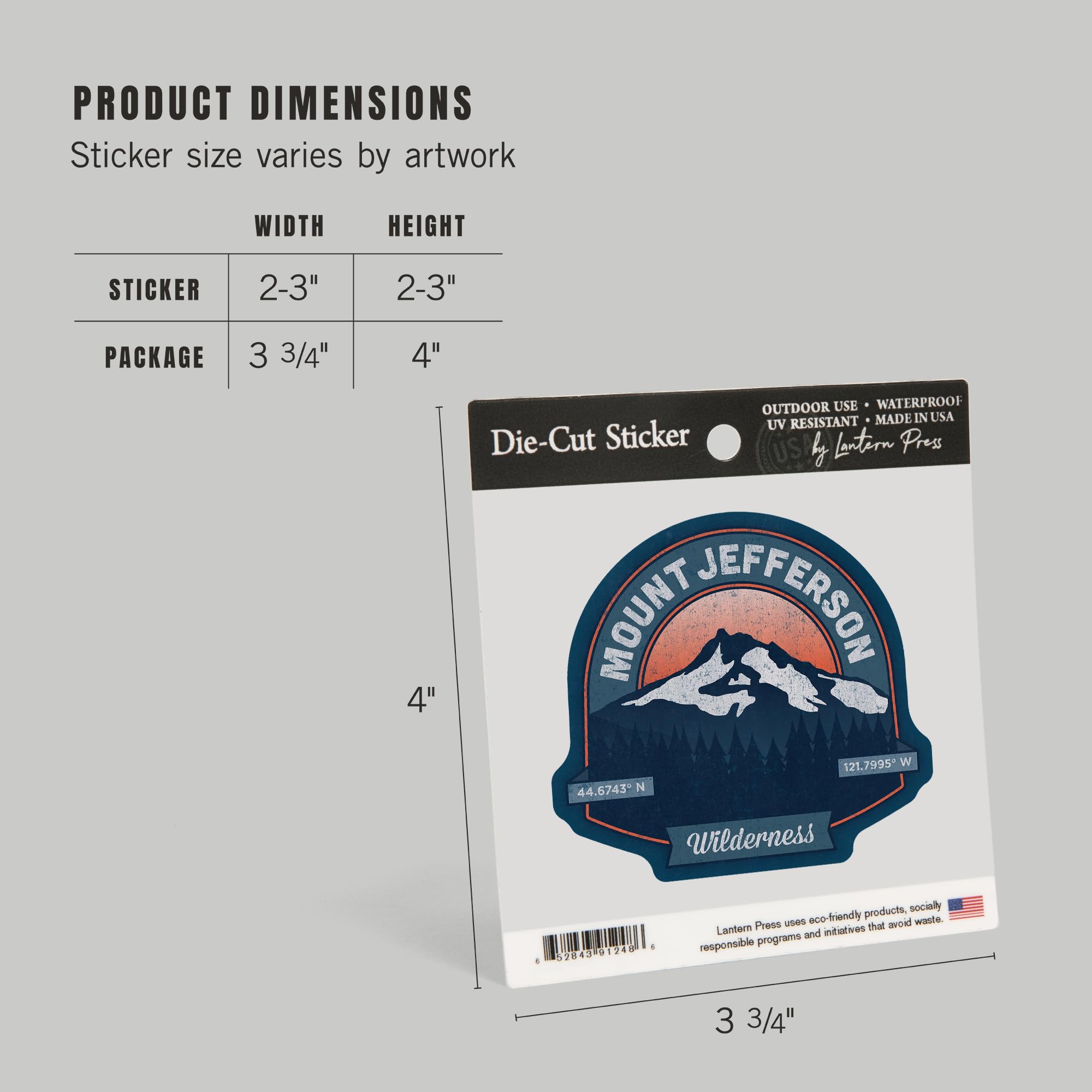 Premium Die-Cut Vinyl Stickers - Willamette National Forest & Mount Jefferson Wilderness Oregon PNW Volcanoes Design (1-3 inch Waterproof Decals) - Perfect for Cars, Water Bottles, Laptops, Coolers, Notebooks & Outdoor Gear - Durable Outdoor Adventure Decals for Hikers, Campers & Nature Lovers