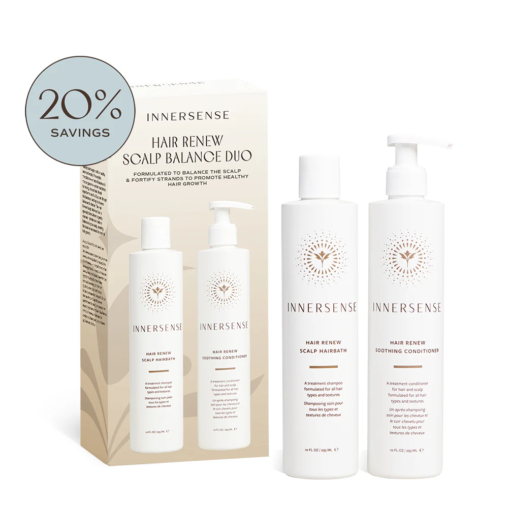 INNERSENSE Organic Beauty Hair Renew Scalp Balance Duo - Organic Shampoo & Conditioner Set for Dry Scalp & Hair Repair - Perfect for Daily Hair Care & Scalp Hydration