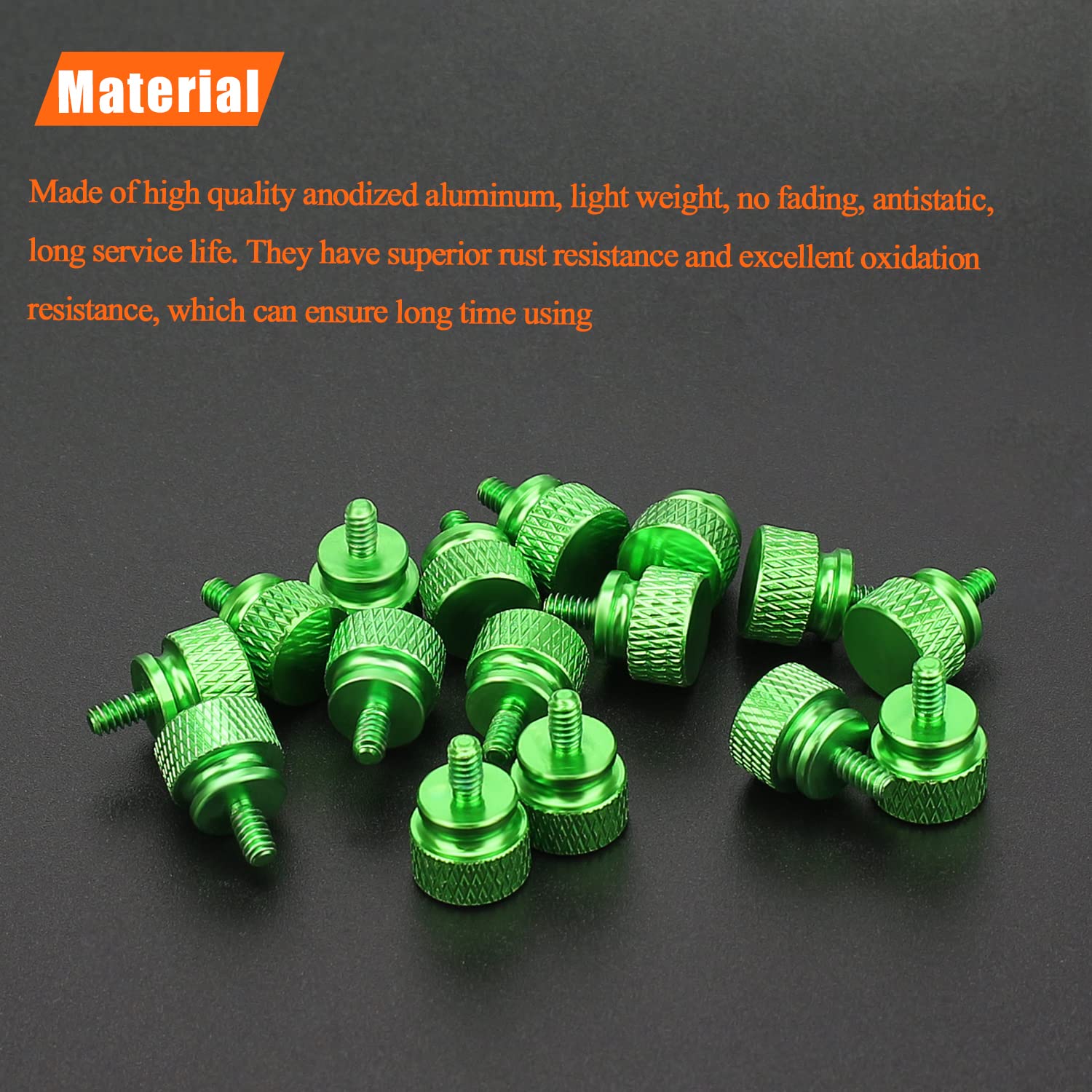 20-Pack 6-32 Thread Green Anodized Aluminum Thumb Screws for PC Case, Cover, PSU & HDD - Secure Fastening for Computer Builds & Upgrades