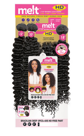 Brazilian Deep Blonde 613 3-Pack Hair Bundles (18 20 22 Inches) with Closure - Perfect for Weaves, Wigs & Hair Extensions | Salon-Quality Human Hair for Styling & Volume