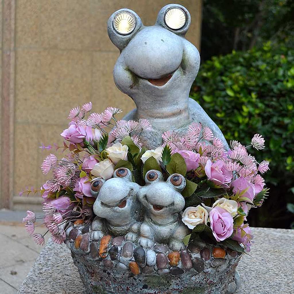 Creative LED Turtle Garden Statue - Outdoor Animal Sculpture with Flower Pot for Lawn, Terrace & Balcony Decor | Solar-Powered Decorative Ornament for Patio, Yard & Garden Landscaping