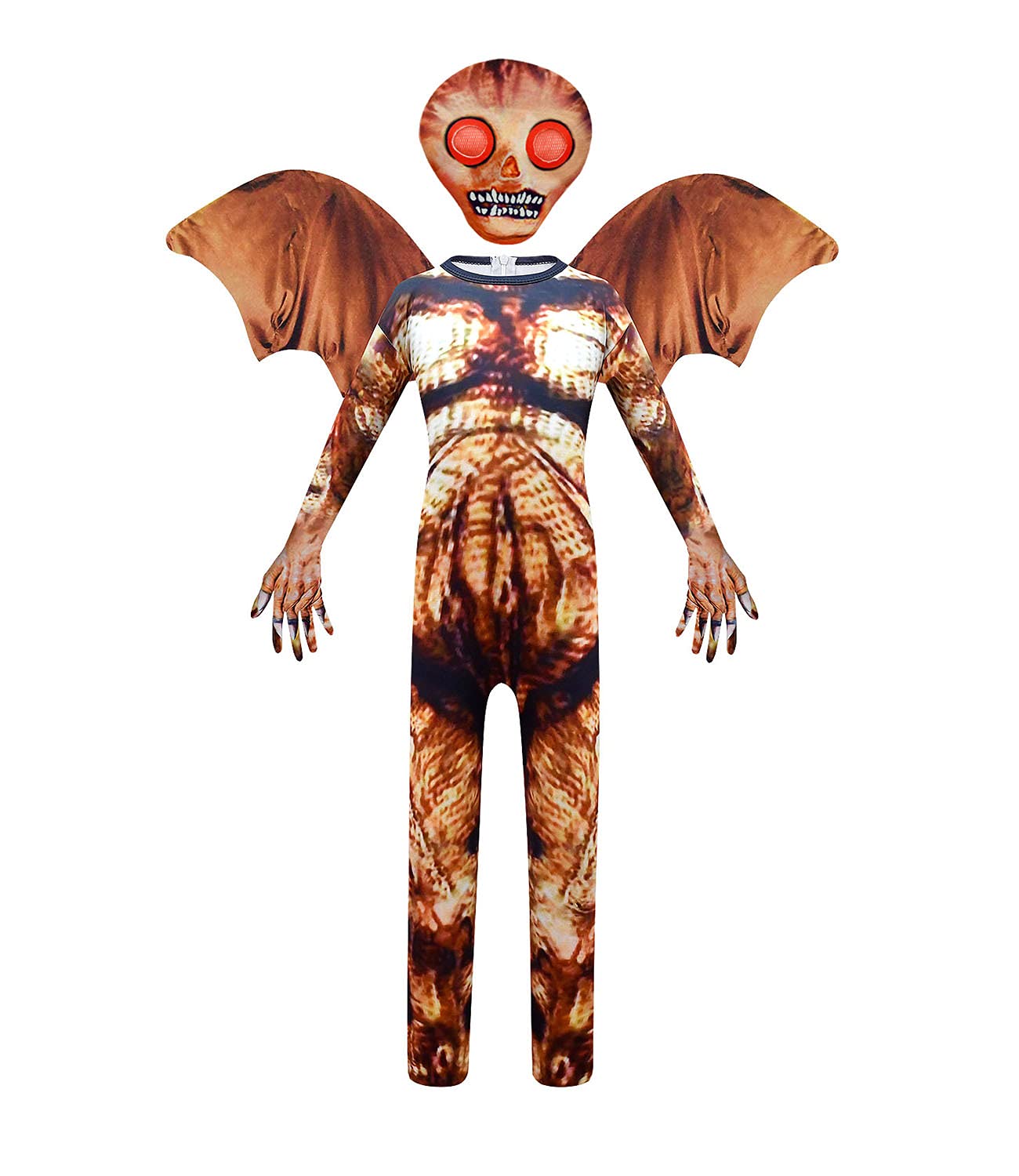 Scary Mothman Costume for Boys - Halloween Monster Cosplay Jumpsuit Dress Up (Size 5-12) | Perfect for Halloween Parties, Trick-or-Treating & Cosplay Events