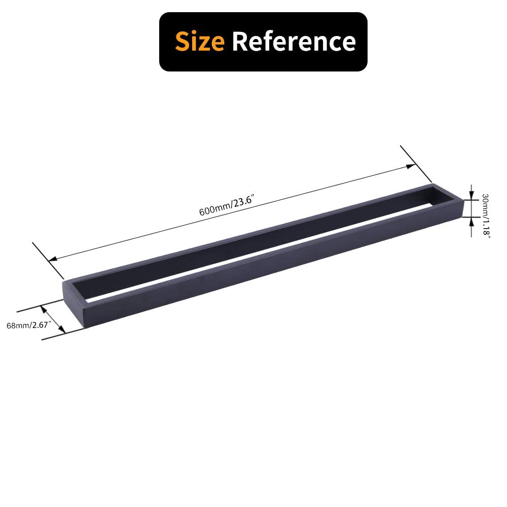 24-Inch Matte Black Bath Hand Towel Bar - SUS 304 Stainless Steel Square Towel Rack Holder for Bathroom Wall Mount - Durable & Rustproof Bathroom Accessory for Towel Organization & Spa-Like Decor