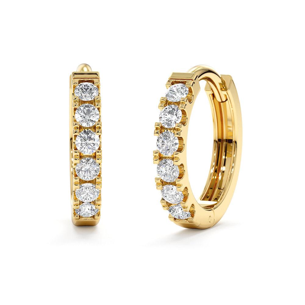 Lab Grown Diamond Huggie Hoop Earrings - Dainty 14K Gold Small Hoops for Everyday Wear | Perfect for Work, Date Night & Special Occasions