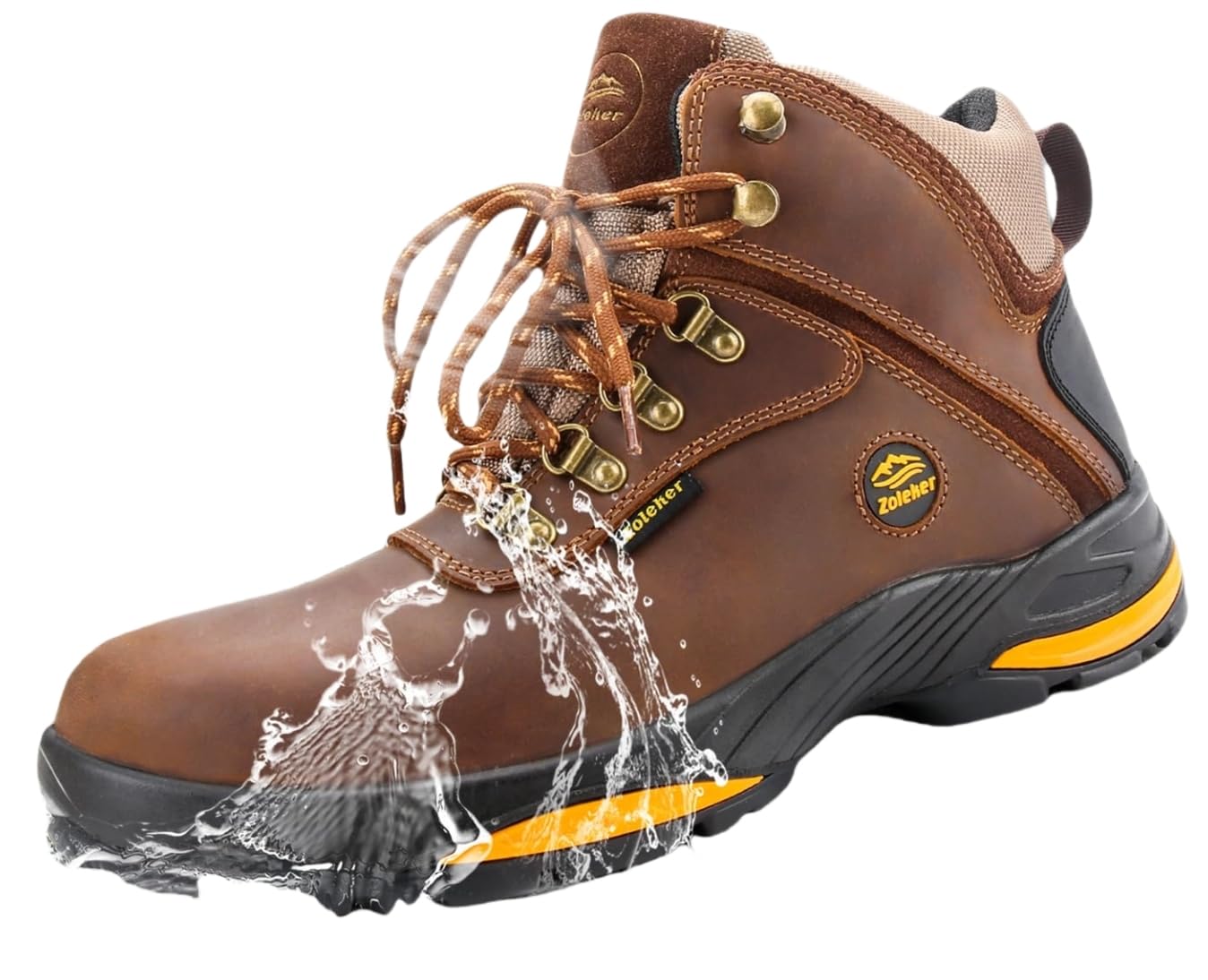 **Men's Waterproof Winter Hiking Boots - Outdoor Trekking Shoes for Snow & Cold Weather - Durable Brown Leather Hiking Boots for Men - Perfect for Mountain Climbing & Camping**