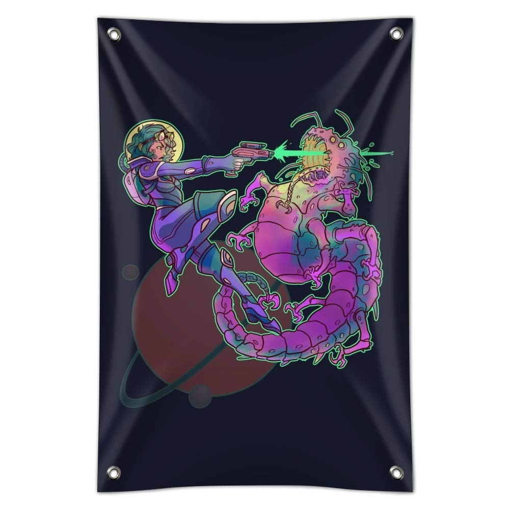 Science Fiction Space Woman and Alien Themed Home Office Sign - Unique Wall Decor for Sci-Fi Fans, Gamers & Collectors - Perfect for Bedroom, Living Room & Office Decor