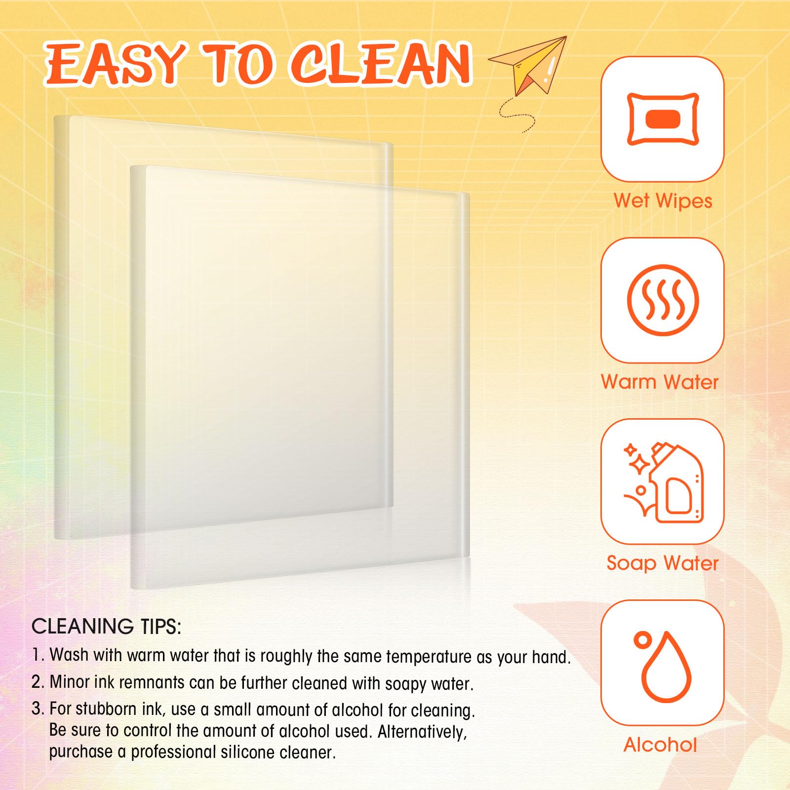 16-Piece Silicone Monoprinting Plates Set - 6x6x3/8 Inch Reusable Printmaking Tools for Press Art, DIY Card Making & Scrapbooking - Perfect for Home Decor & Creative Projects