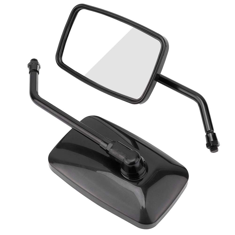 KIMISS 2Pcs Black Square Motorcycle Rear View Mirrors - Universal Side Mirrors for Harley, Honda, Yamaha & More - Enhanced Safety for Cruiser, Sport & Touring Bikes