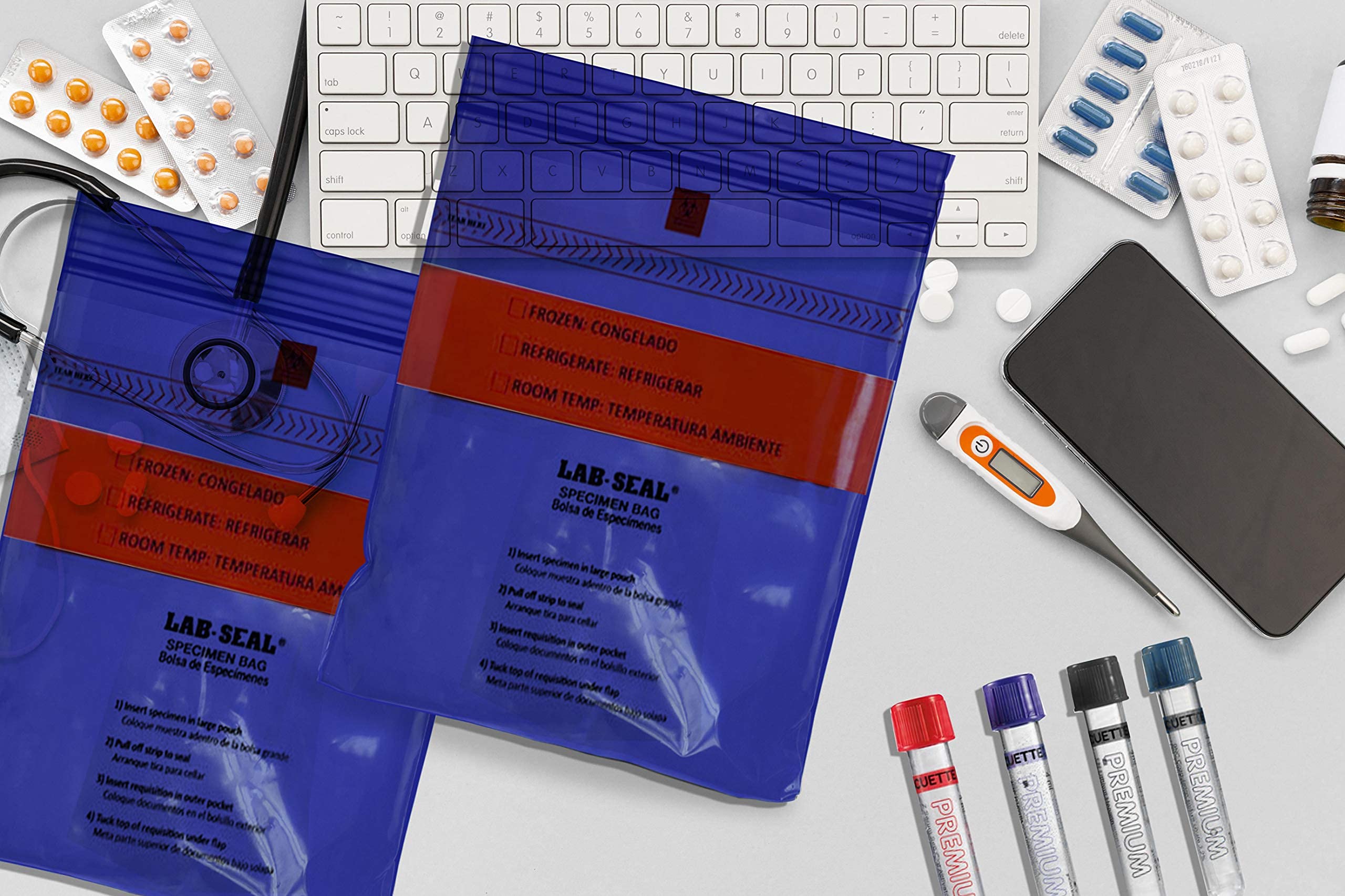 1000 Pack 6x9 Inch Blue Specimen Transfer Bags - 1.75 Mil Low Density Polyethylene with Removable Biohazard Symbol - Medical Grade Plastic Bags for Hospitals, Clinics & Laboratories - Ideal for Specimen Collection, Waste Disposal & Healthcare Needs