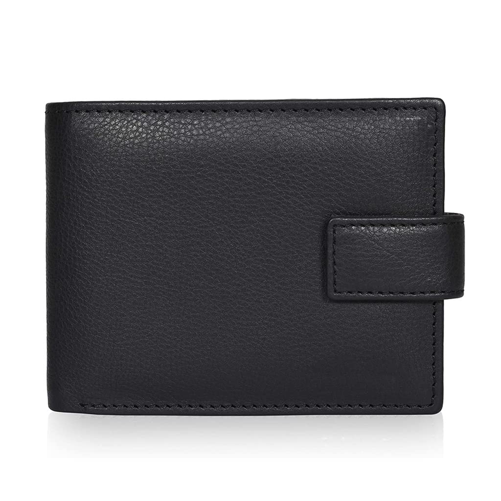 Premium Genuine Leather Wallet for Men - RFID Blocking Multi Card Holder with ID Window & Coin Pocket (Black, 12.5x9.5cm) - Ideal for Business, Travel & Everyday Use