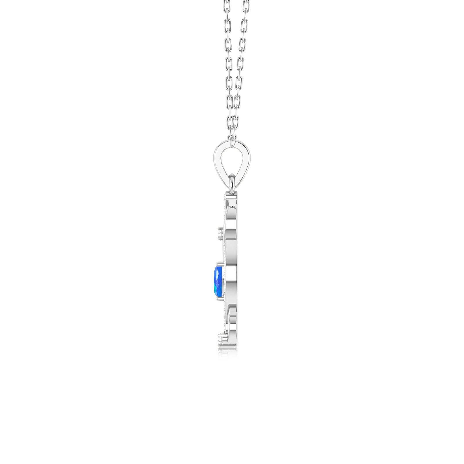 Pear Shape Natural Blue Opal Designer Pendant Necklace - Elegant Jewelry for Women, Perfect for Weddings, Parties & Special Occasions