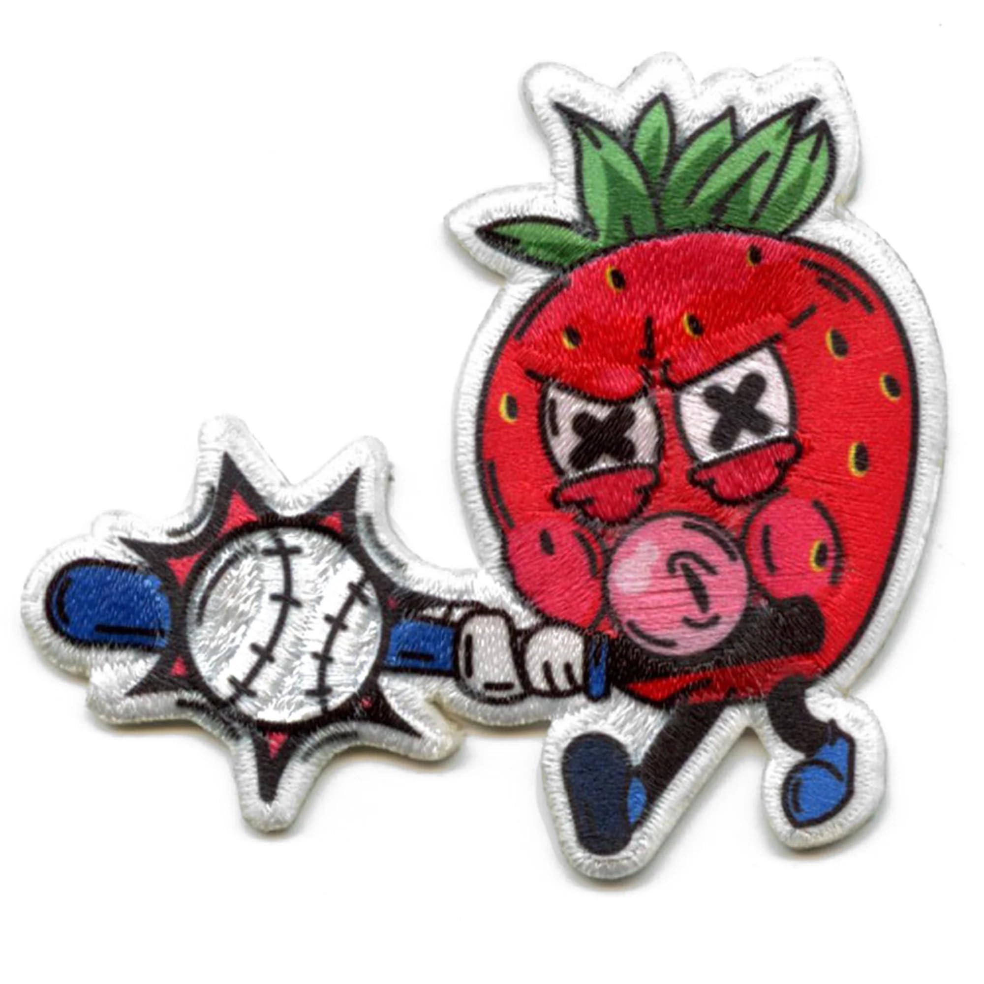 Strawberry Bubblegum Flavor Embroidered Iron-On Patch for Baseball Caps - Perfect for DIY Hat Customization & Fashion Accessories