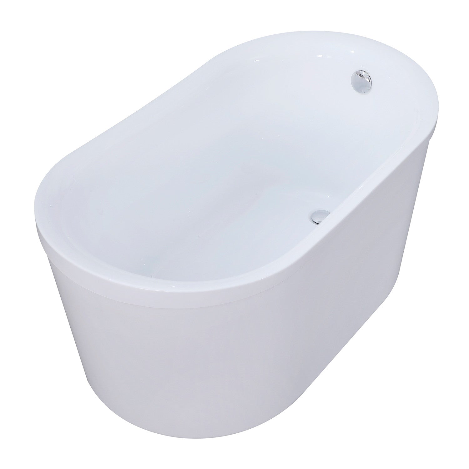 Aqua Eden VTDE513026BA 51 Inch Acrylic Oval Double Slipper Freestanding Bathtub with Drain - Glossy White - Luxury Soaking Tub for Spa-Like Relaxation in Master Bathroom