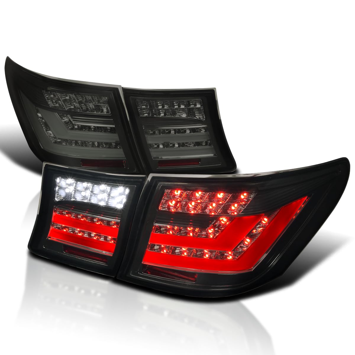 Spec-D Tuning LED Bar Smoke Tail Lights for 2007-2009 Lexus LS460 - Left & Right Pair Assembly - Enhanced Style & Visibility for Night Driving & Custom Car Upgrades